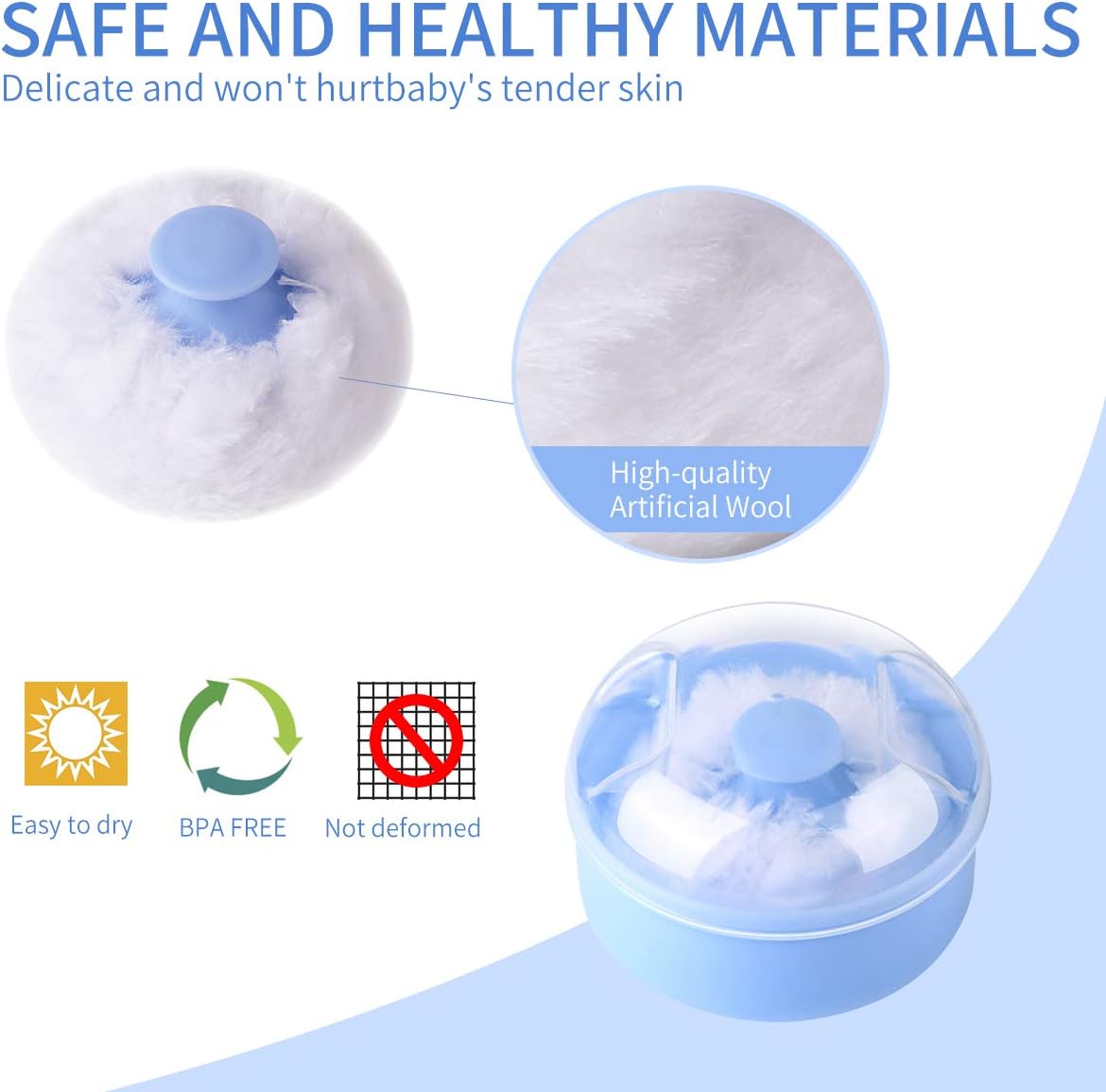 Arroyner 2Pcs Baby Body Cosmetic Powder Puff Body Powder Puff and Container Case (Pink and Blue) (2pcs)