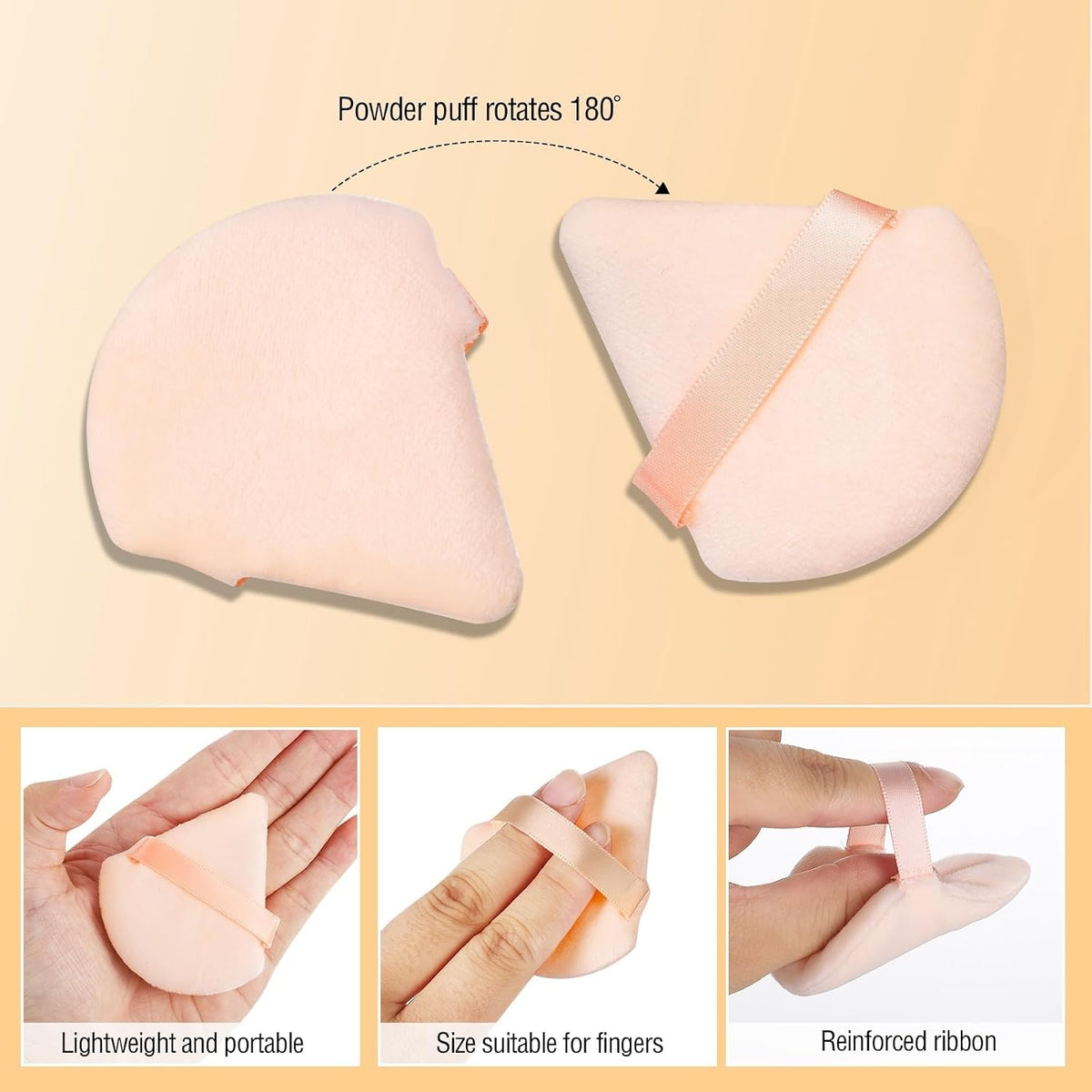 Pimoys 6 Pcs Powder Puffs, Triangle Makeup Sponge (Flesh)