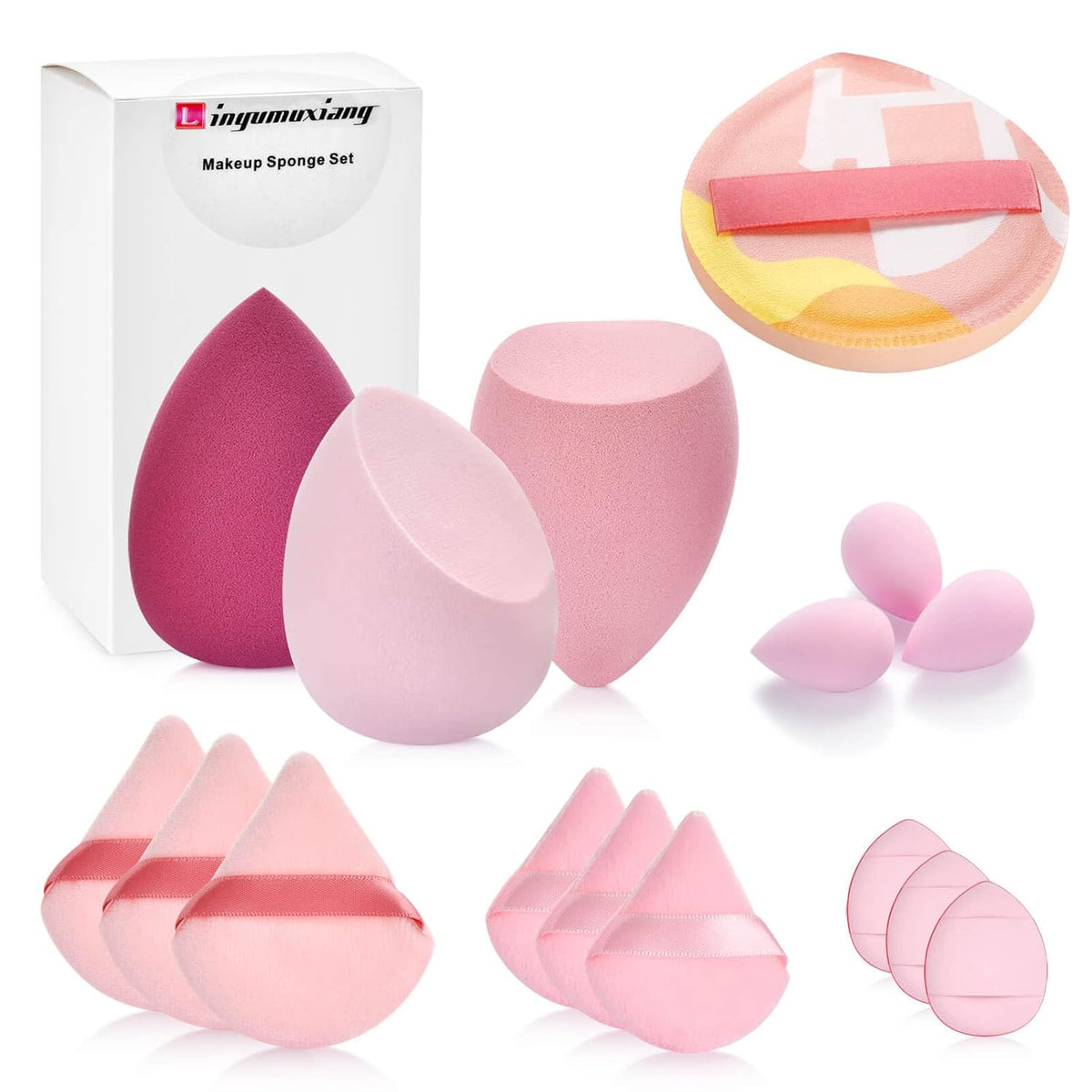 16PCS Makeup Sponge Set, with Triangle Powder Puff Beauty Blender Sponge and Mini Sponge For Foundation Concealer And Powder