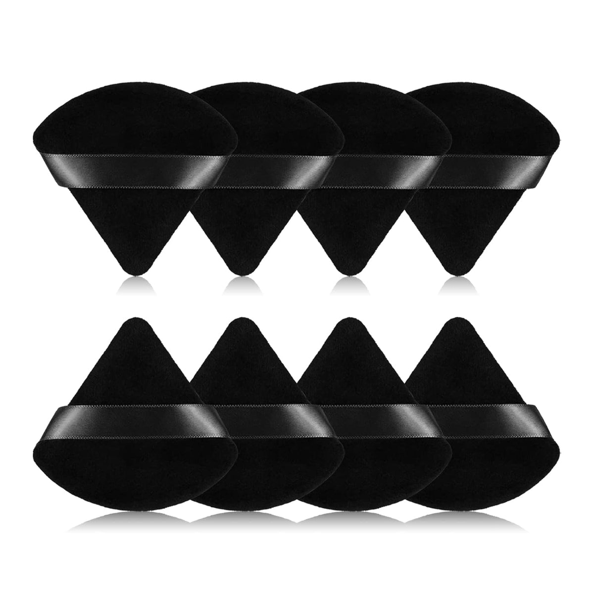 8Pcs of Triangular Powder Puff Makeup Sponges, Made of Super-soft Velvet, Designed for Contouring, Eye, and Corner, Beauty Blender Foundation Mixing Container.(Black)