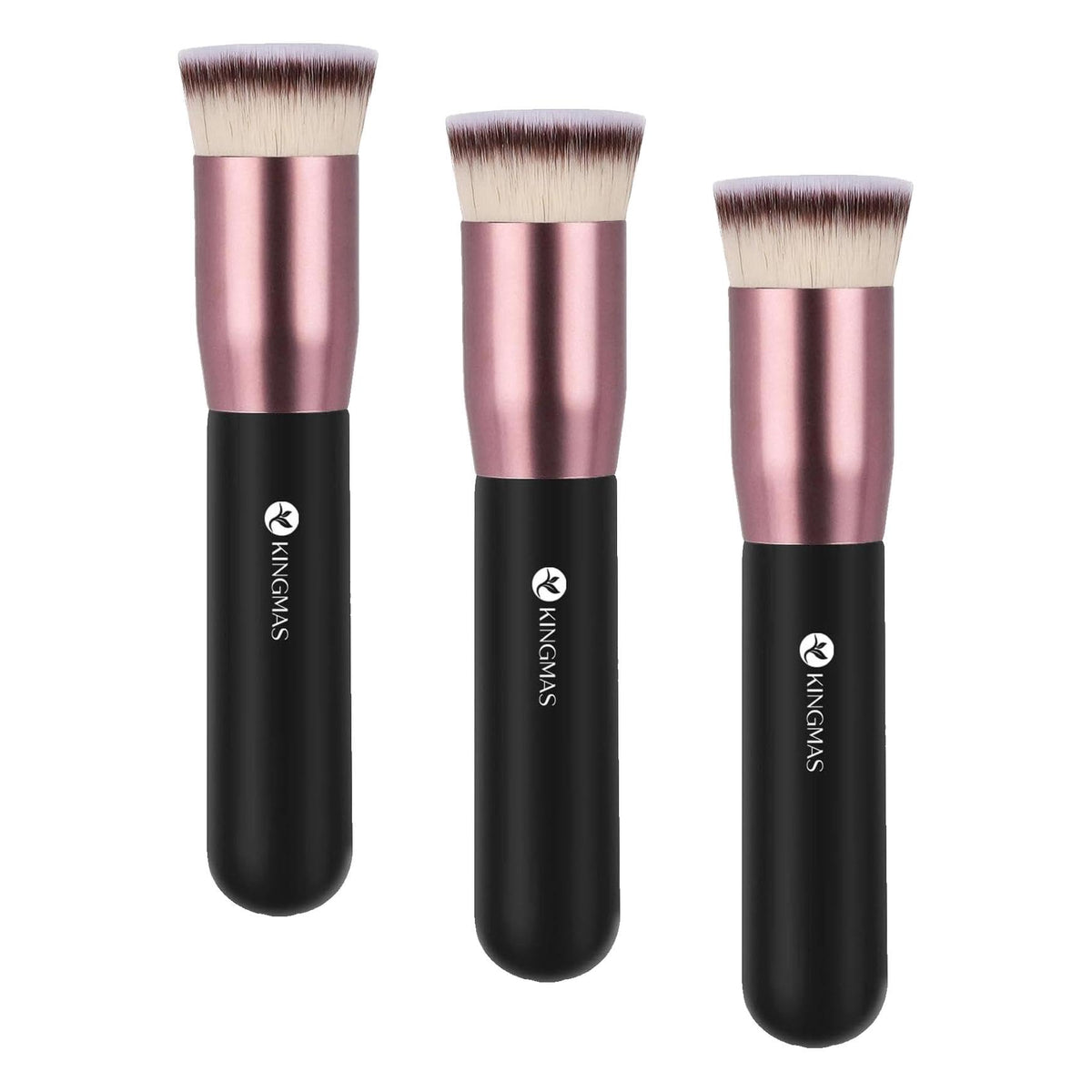 KINGMAS Angled Top Foundation Brush, Premium Kabuki Makeup Brush for Liquid, Blending, Cream, Powder,Blush Buffing Stippling Face Makeup Tools Black