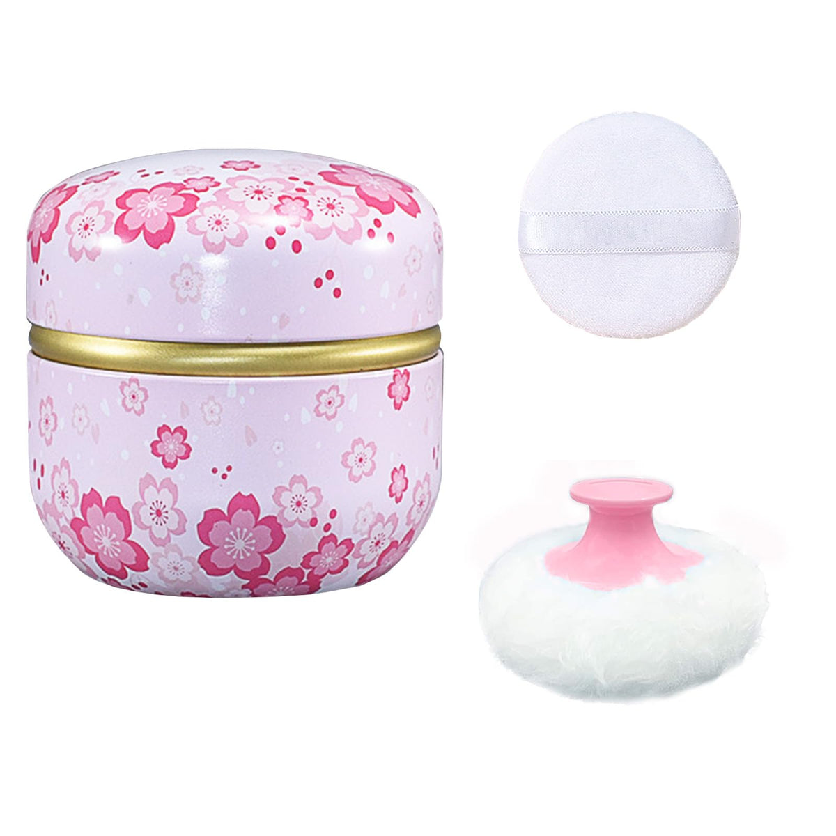 Body Powder Puff and Container for Dusting Powder (Romantic Flowers)