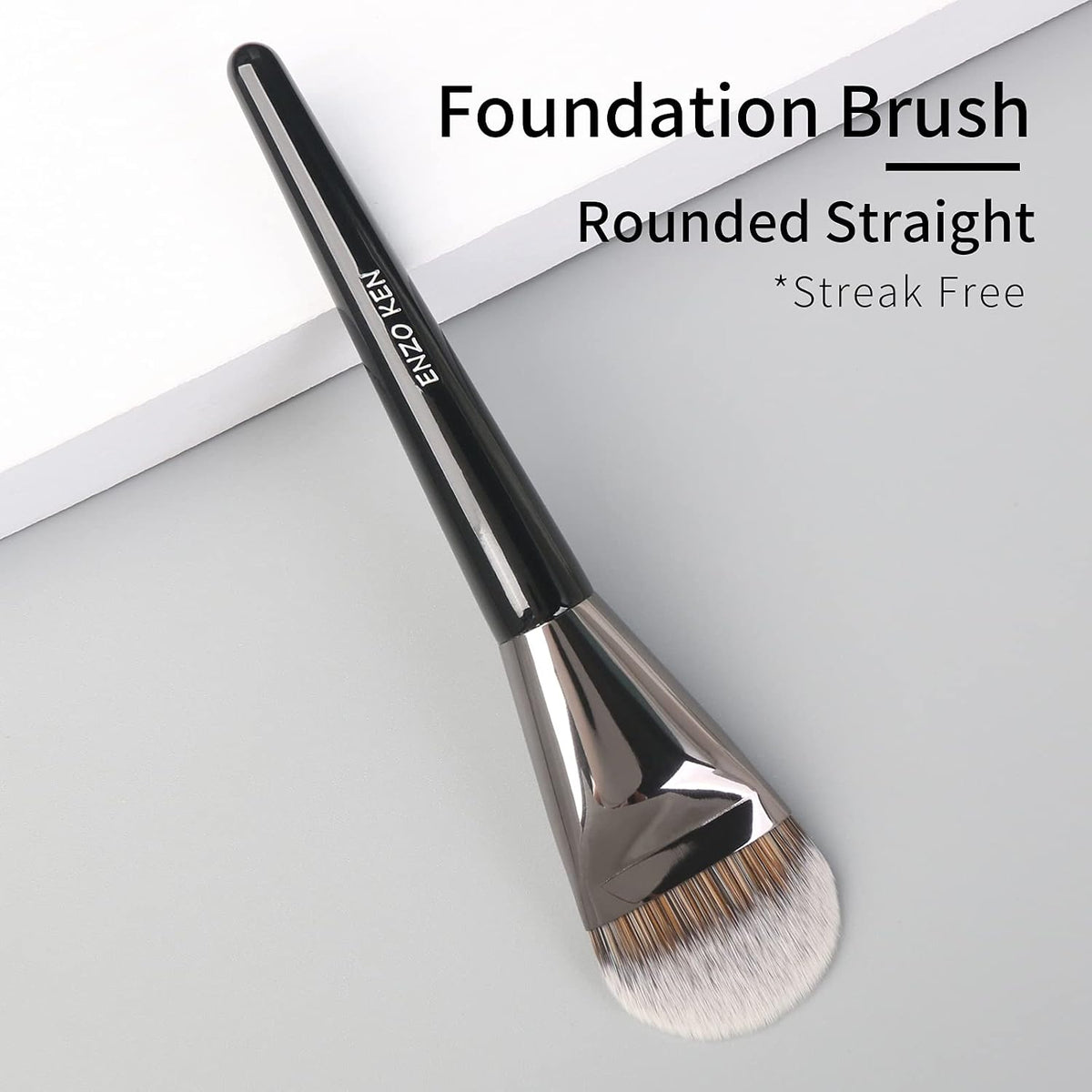 ENZO KEN Flat Foundation Brush for Liquid Makeup, Liquid Foundation Brush, Flat Makeup Brush for Foundation, Make up Brushes, Makeup Foundation Brushes. 820 Black
