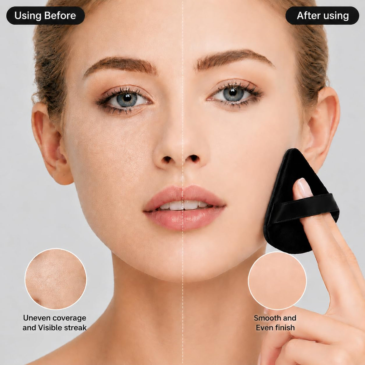RockFancy Powder Puff 6Pcs, Triangle Powder Puffs for Loose & Foundation