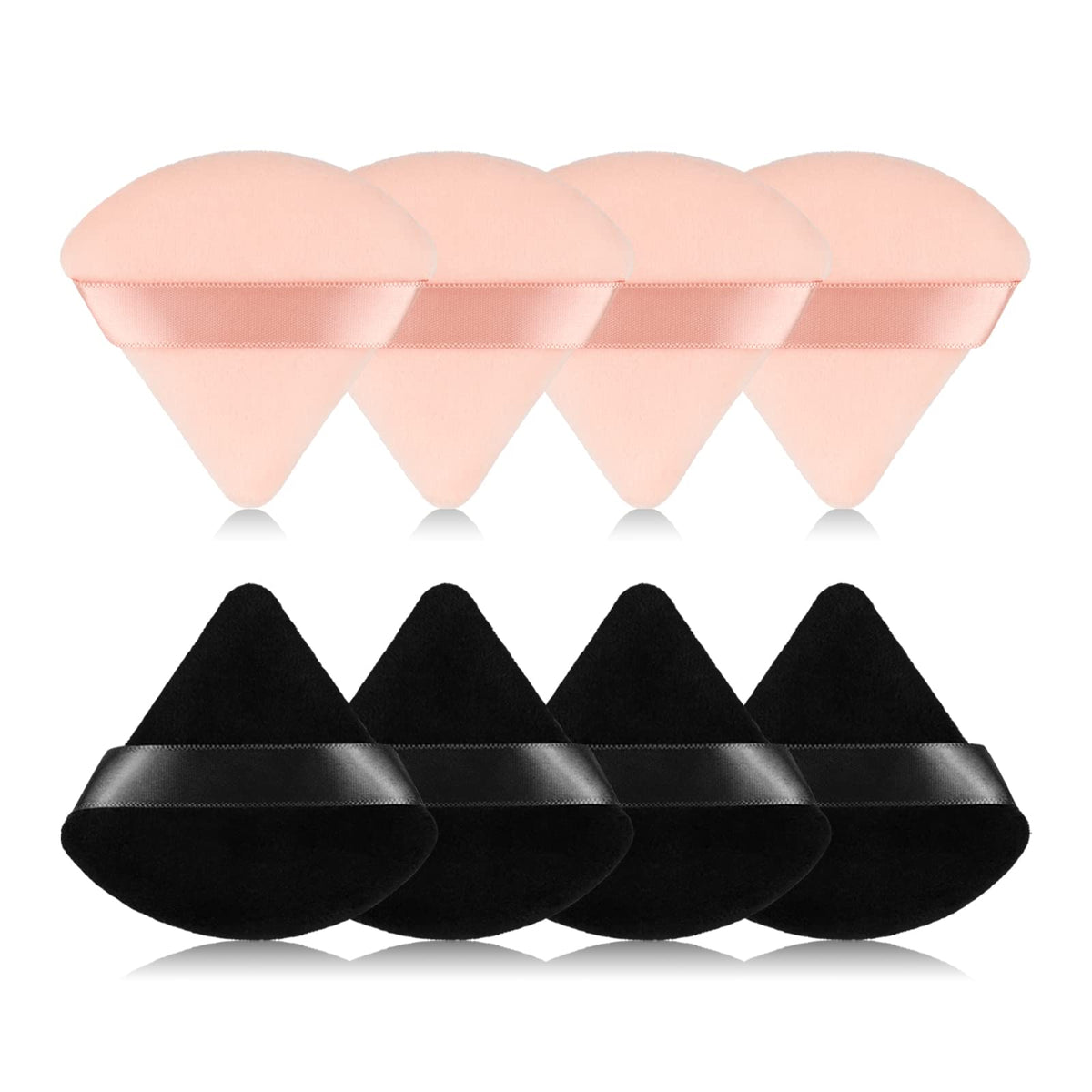 8Pcs of Triangular Powder Puff Makeup Sponges, Made of Super-soft Velvet, Designed for Contouring, Eye, and Corner, Beauty Blender Foundation Mixing Container.(Black)