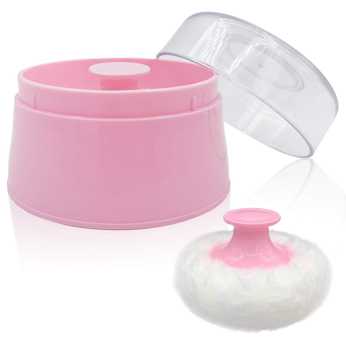 BPA Free Baby Powder Puff Box, Large 2.8" Fluffy Body After-Bath Powder Case, Baby Care Face/Body Villus Powder Puff Container, Makeup Cosmetic Talcum Powder Container with Hand Holder (Green)