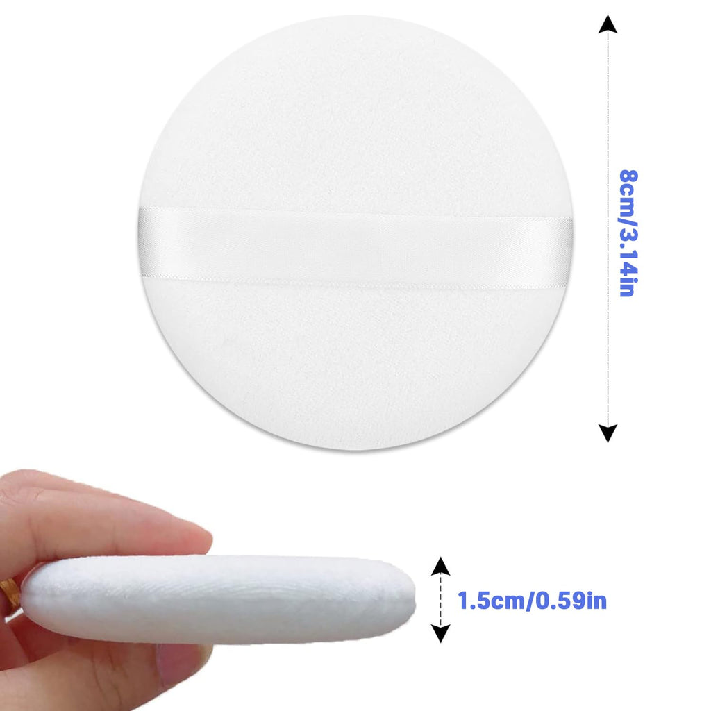 2 Pcs Powder Puff,3.14 Inch Powder Puffs for Body Powder Face Loose Powder Large(White)