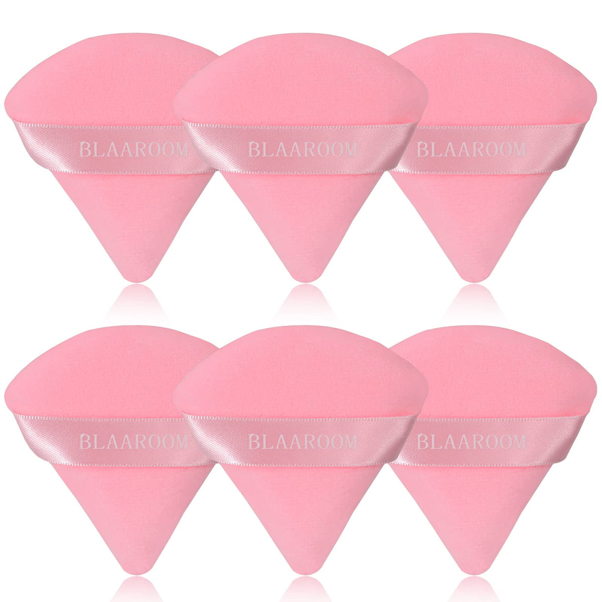 6 Pcs Velvet Triangle Powder Puff,Triangular Design Makeup Soft Sponge Puff for Face Exquisite Eyes Contouring, for Loose Mineral Body Powde Cosmetic Foundation Makeup Tool - Black
