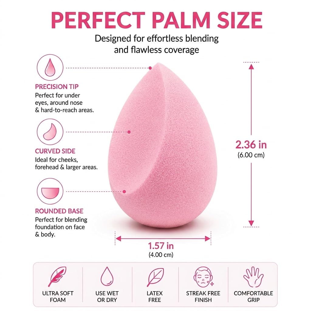 OO-MY Ultra Soft Makeup Sponge Set – 7 Latex-Free Beauty Blenders for Flawless Foundation, Concealer & Powder Application (Dry & Wet Use)