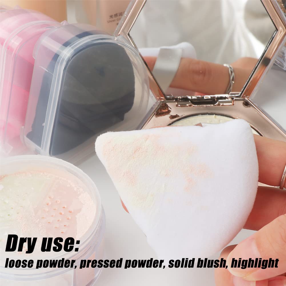 Ocim 10Pcs Triangle Powder Puff Face Makeup,Setting,With Case,Black