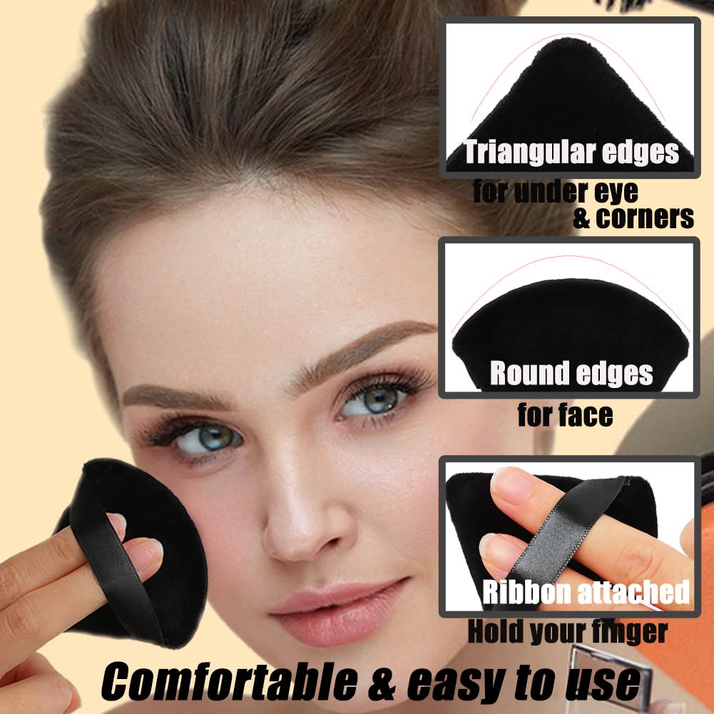 Ocim 10Pcs Triangle Powder Puff Face Makeup,Setting,With Case,Black