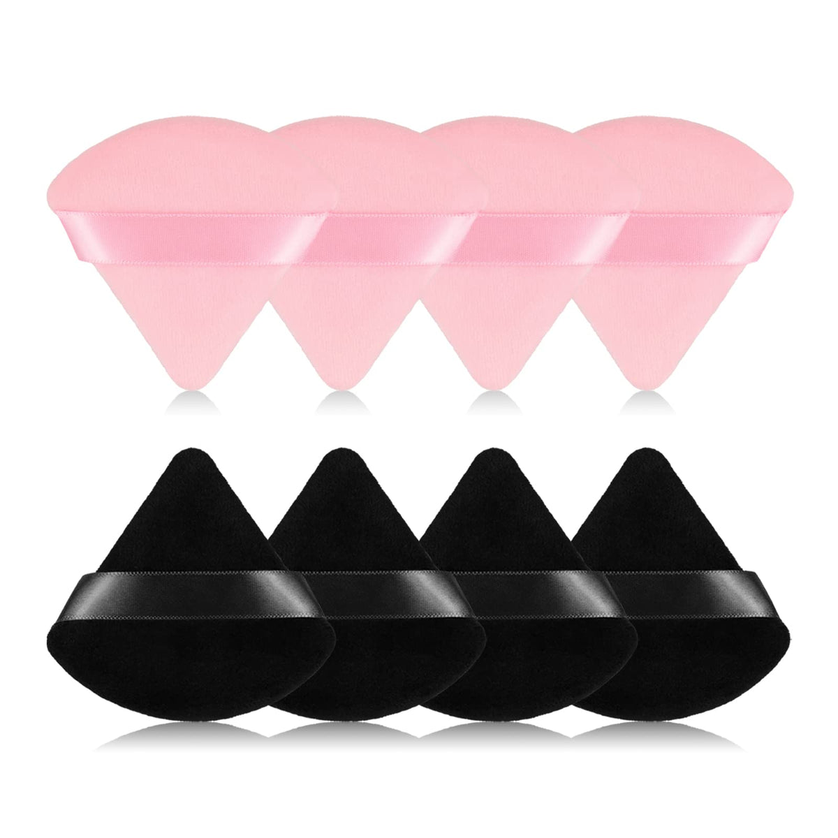 8Pcs of Triangular Powder Puff Makeup Sponges, Made of Super-soft Velvet, Designed for Contouring, Eye, and Corner, Beauty Blender Foundation Mixing Container.(Black)