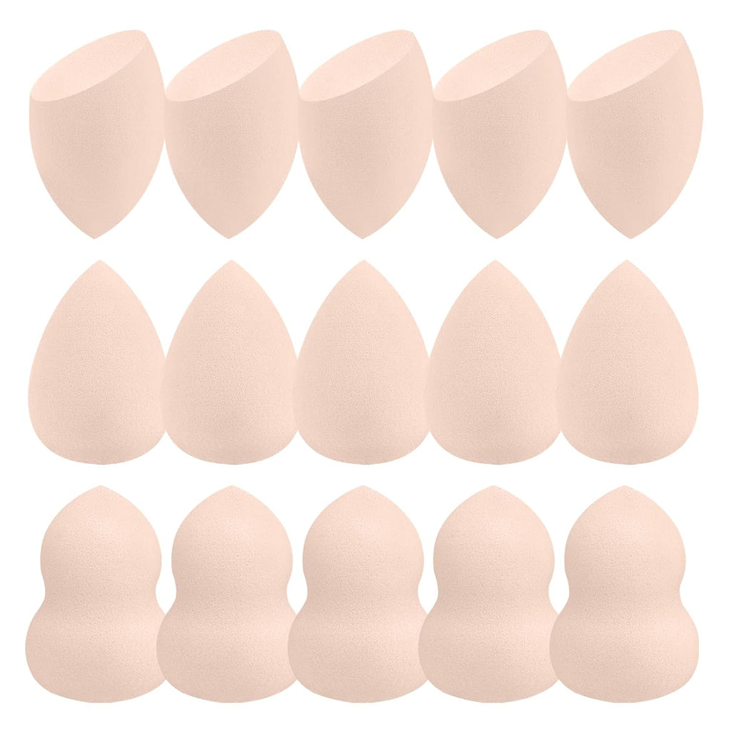 15 Pcs Beige Makeup Sponge Set, Soft Latex-Free for Flawless Blending