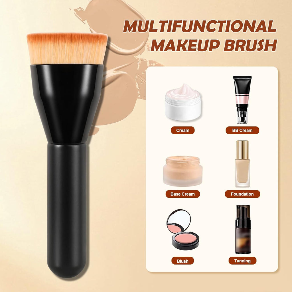 Foundation Brush for Mature Skin, Flat Top Kabuki, 1 Ct, Black