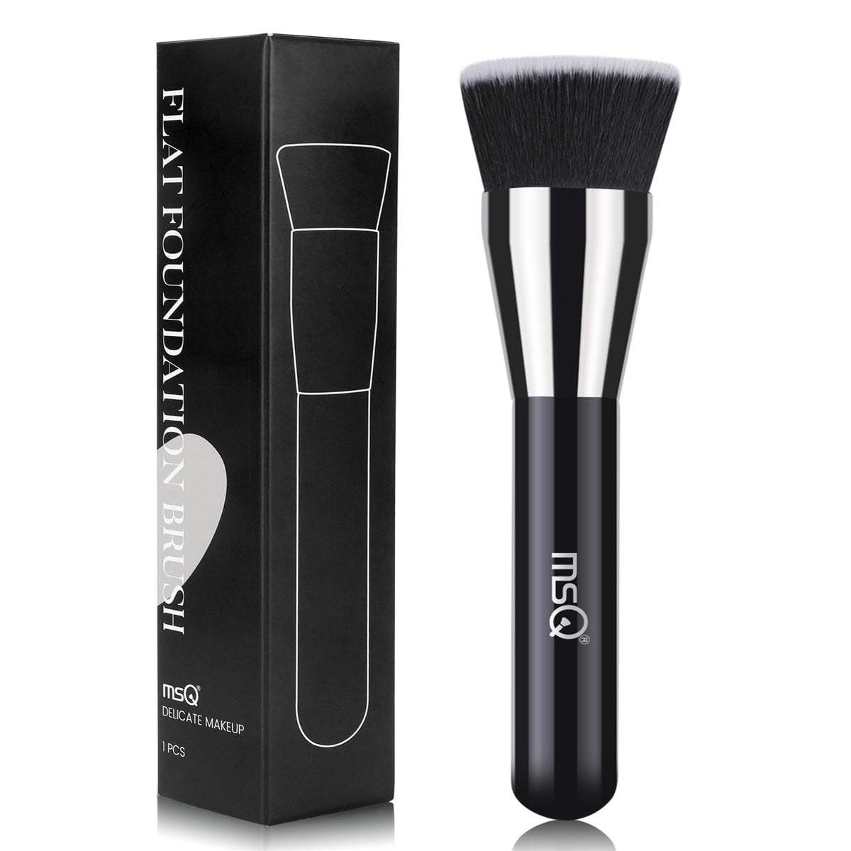 MSQ Foundation Brush for Liquid Makeup, Flat Top Kabuki Foundation Brush Premium Makeup Brushes for Liquid, Cream and Blending Powder Brush (Pink)