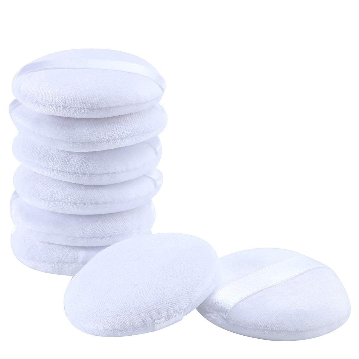 Senkary 8 Pieces Face Powder Puffs Soft Cotton Makeup Powder Pads for Loose, Setting, Pressed and Body Powder (2.36 Inch)