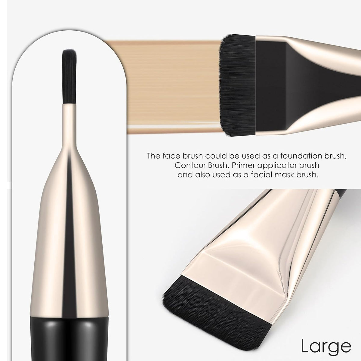 KINGMAS 2Pcs Flat Foundation Brush, Korean Spatula Facial Makeup Brush, Ultra Thin Concealer Contour Brush for Liquid Cream Blending