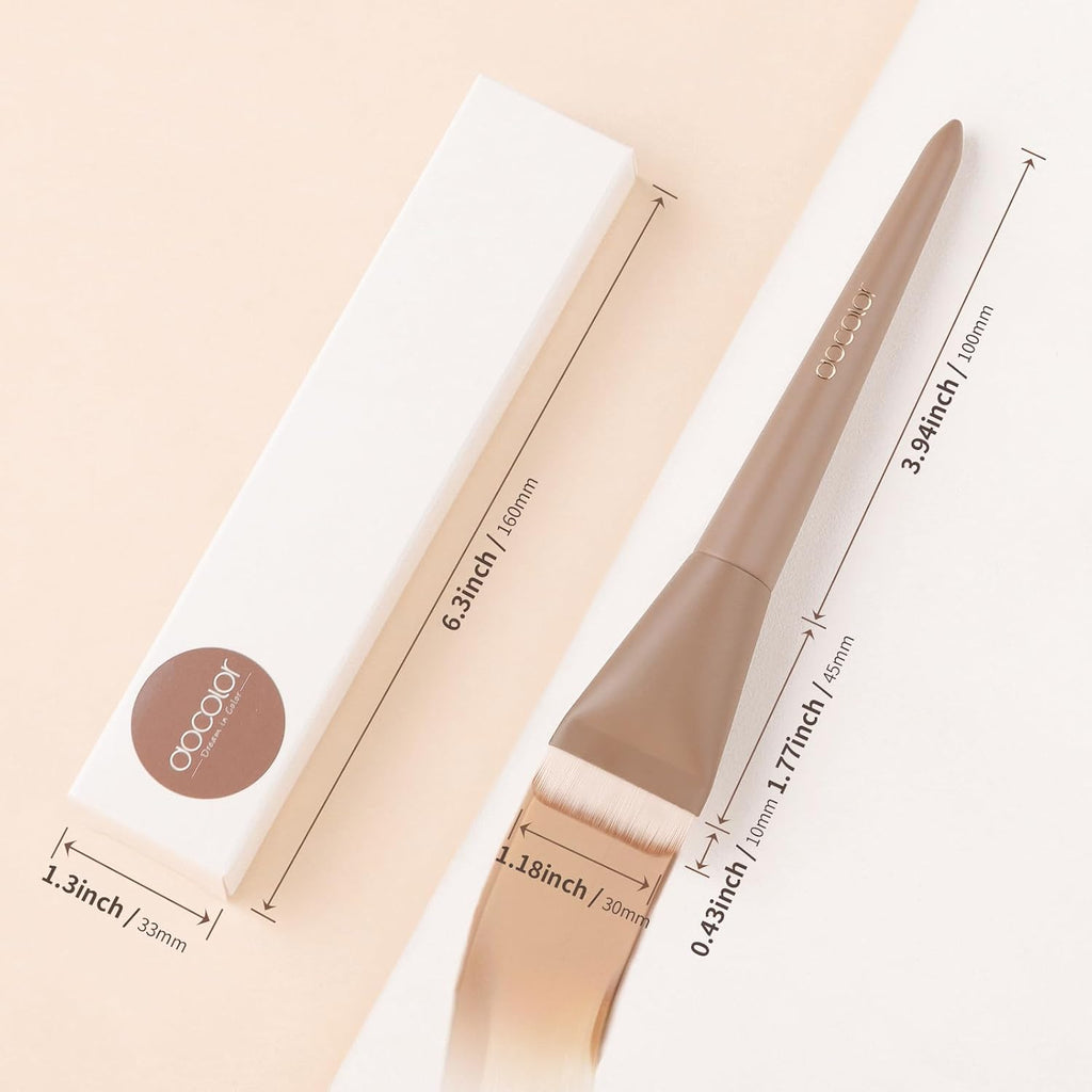 docolor Flat Foundation Brush Korean Makeup Brush Liquid Makeup Brush Premium Makeup Face Brush for Blending, Cream, Thin Foundation Brush Makeup Tool Face Foundation Flat Brush,Khaki