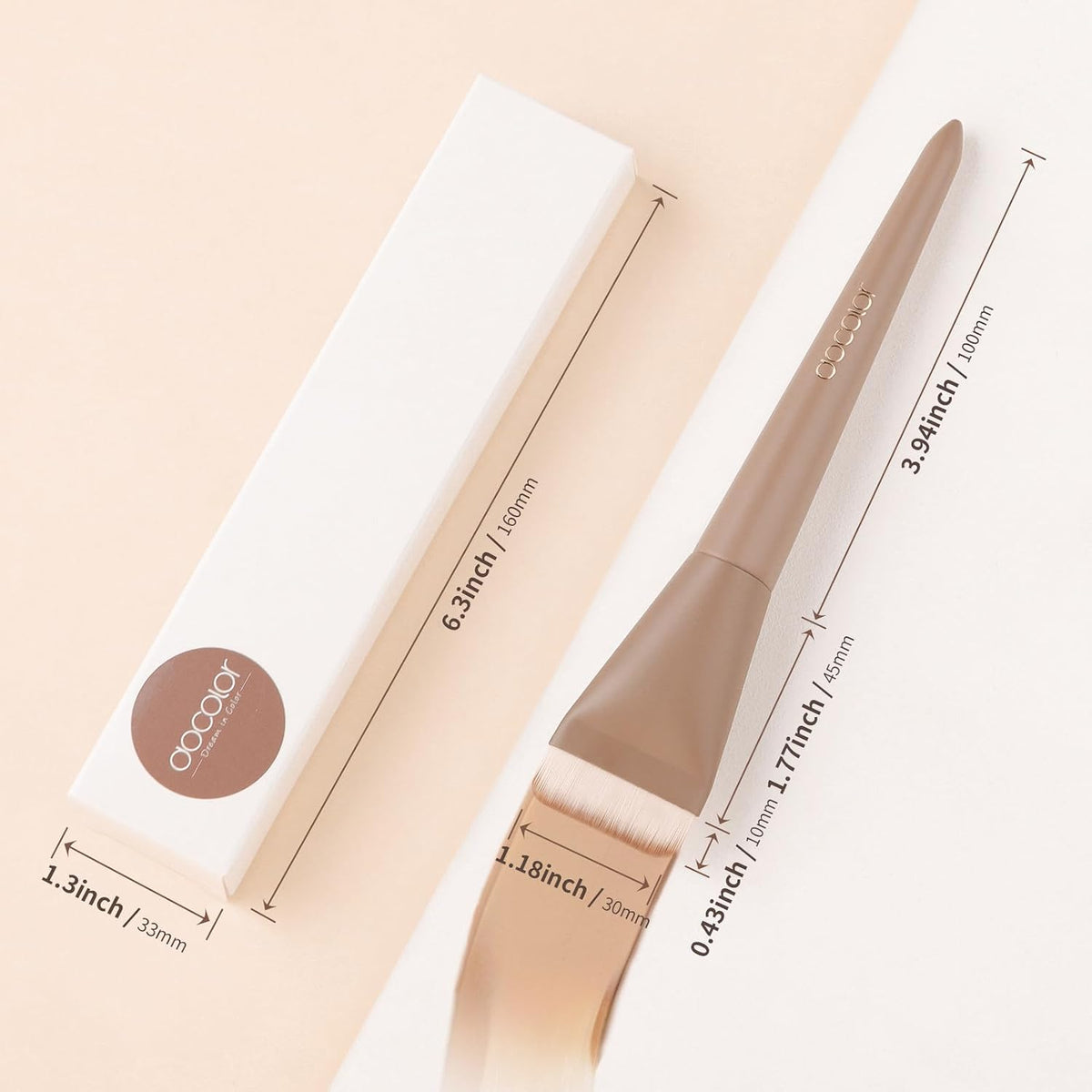 docolor Flat Foundation Brush Korean Makeup Brush Liquid Makeup Brush Premium Makeup Face Brush for Blending, Cream, Thin Foundation Brush Makeup Tool Face Foundation Flat Brush,Khaki