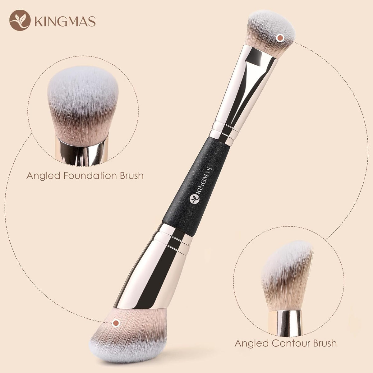 KINGMAS Foundation Concealer Brushes, 2Pcs Premium Duo-End Makeup Brush Set