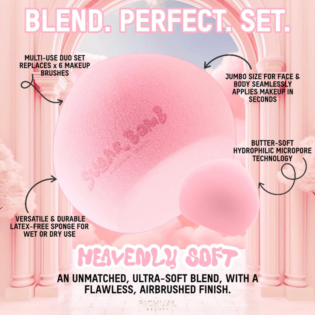 BIG SUGAR BOMB BLENDER Marshmallow Soft Makeup Sponge Set ~ For Face & Body