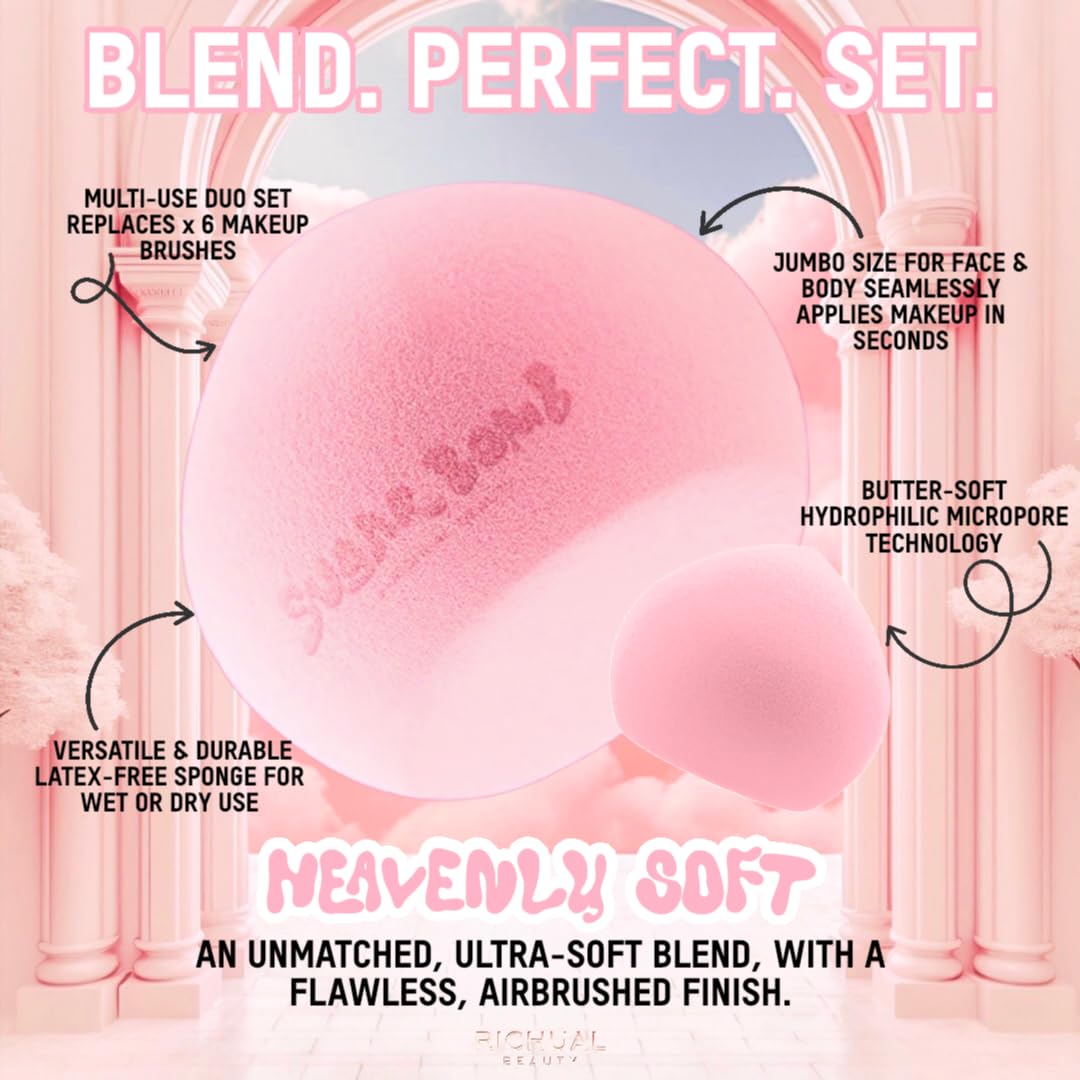 BIG SUGAR BOMB BLENDER Marshmallow Soft Makeup Sponge Set ~ For Face & Body
