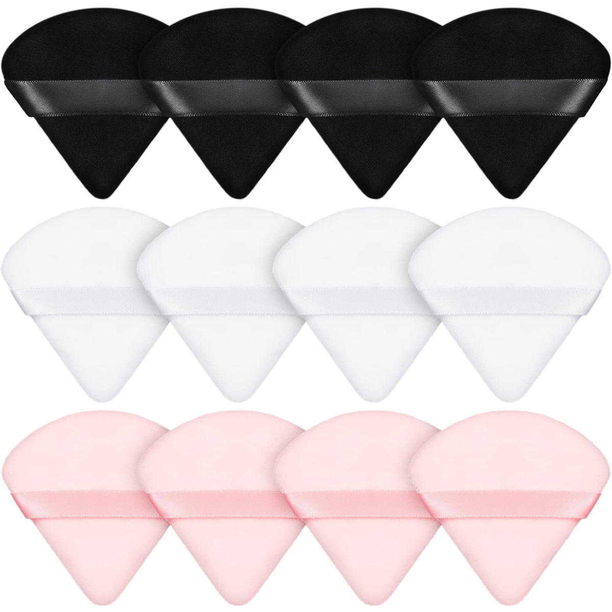 Maitys 12 Pcs Powder Puff Triangle,2.83 Inch,Black
