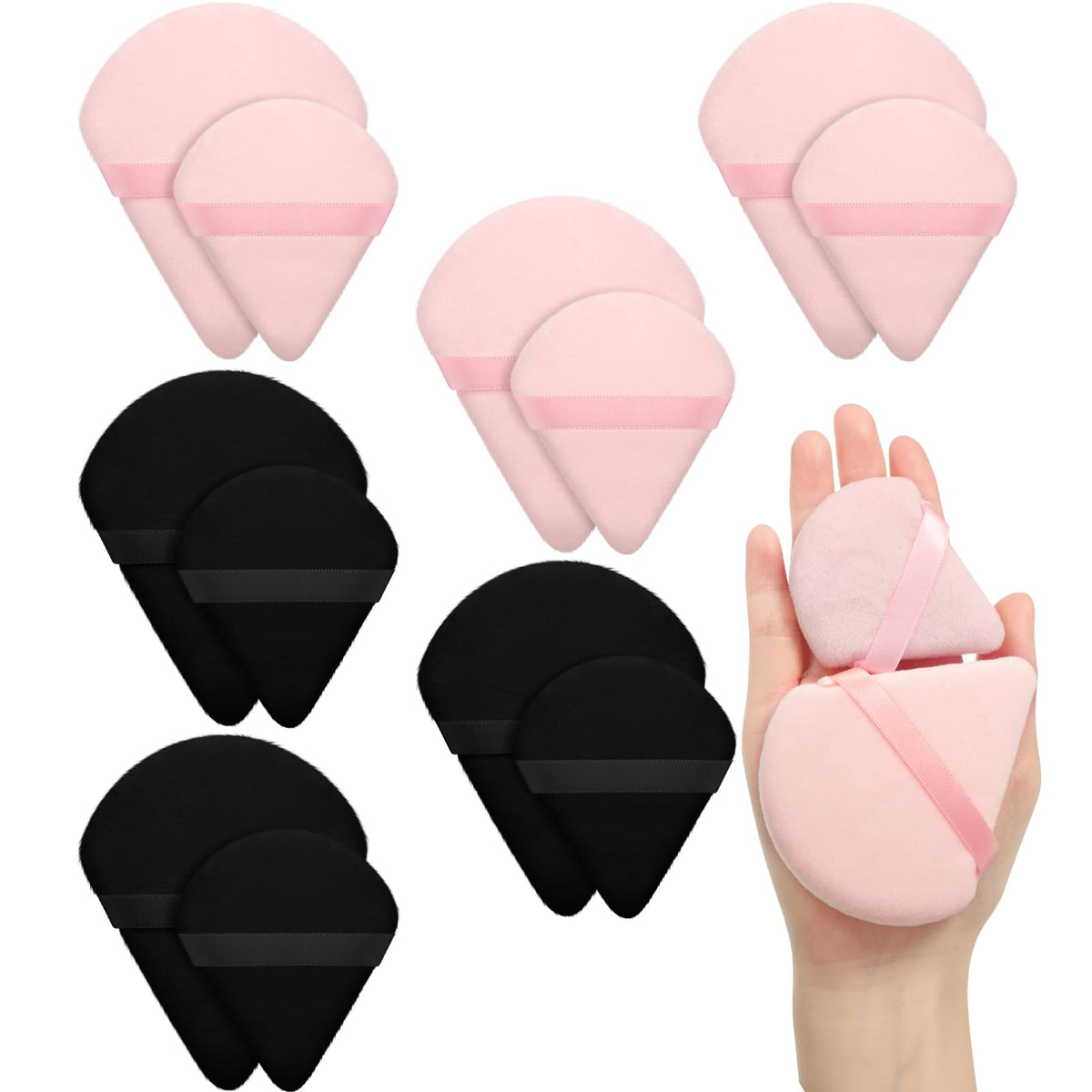 Maitys 12 Pcs Powder Puff Triangle,2.83 Inch,Black