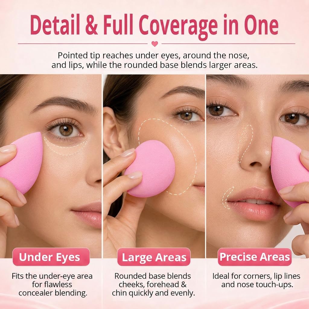 BEAKEY Makeup Sponge Set of 6, Super Soft Beauty Sponges for Foundation