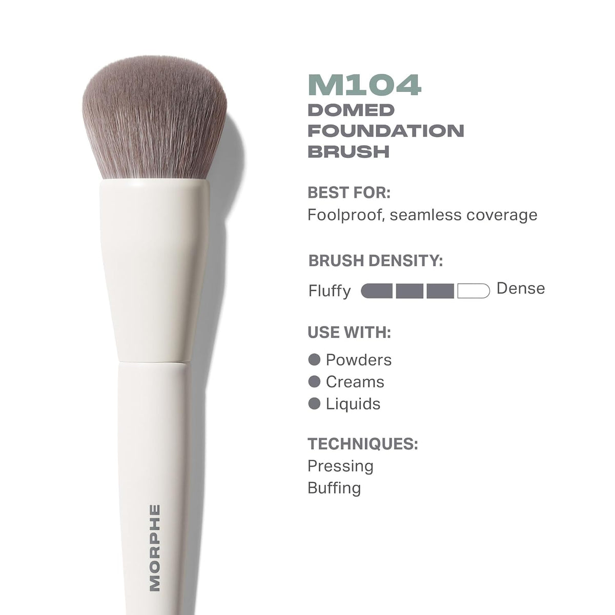 Morphe M104 Domed Foundation Brush - Dense Blending Tool for Seamless Coverage & Liquid Makeup Application - Buffing Foundation Brush for Even Complexion Finish