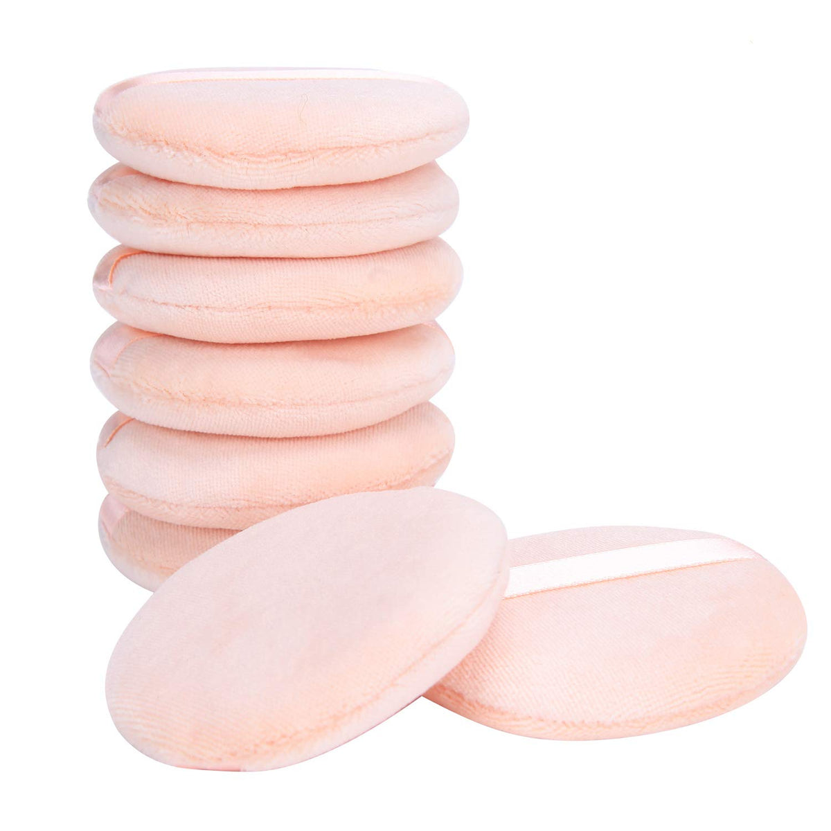 Senkary 8 Pieces Face Powder Puffs Soft Cotton Makeup Powder Pads for Loose, Setting, Pressed and Body Powder (2.36 Inch)