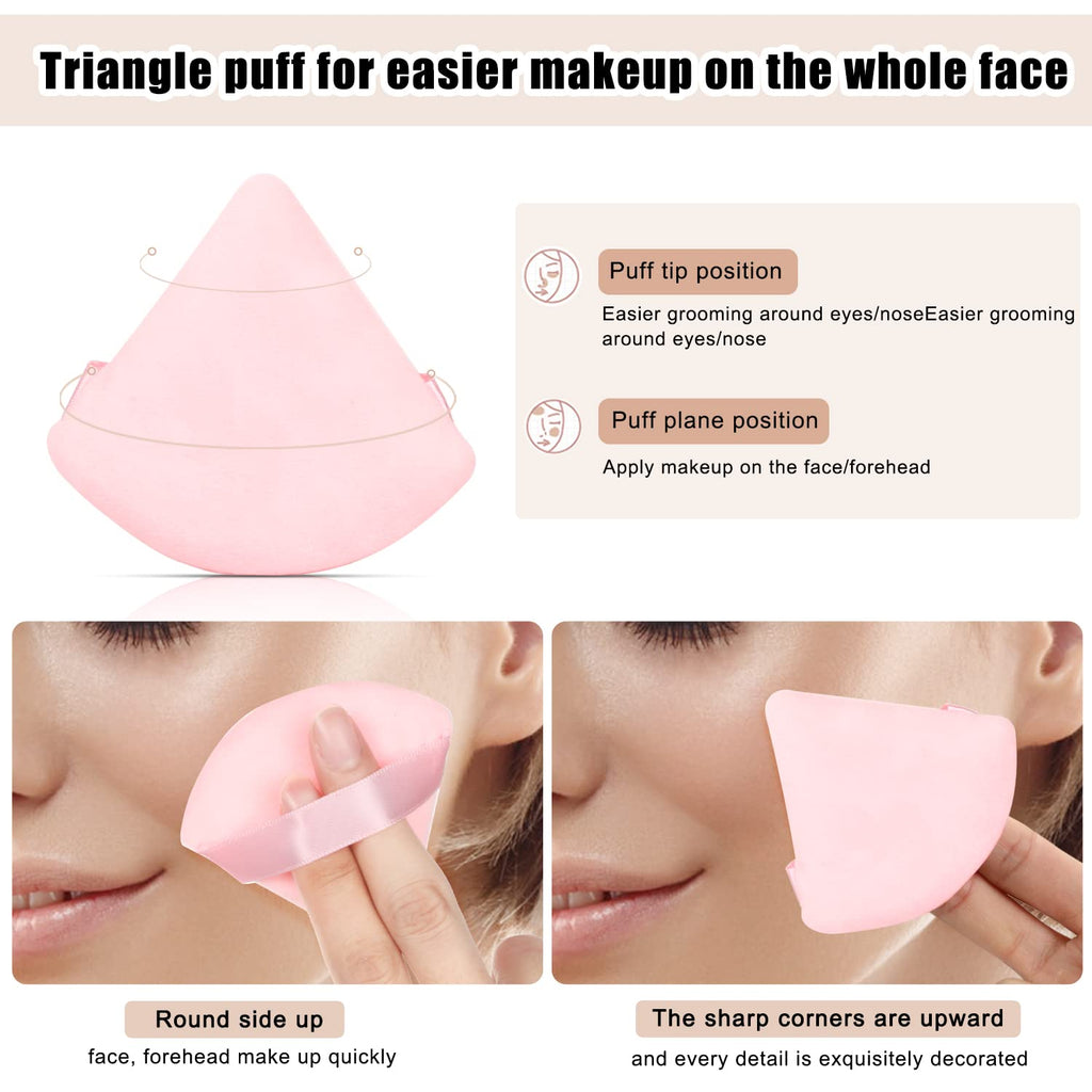 8Pcs Powder Puff, Dual Wet Dry for Triangle Makeup Puff,Pink