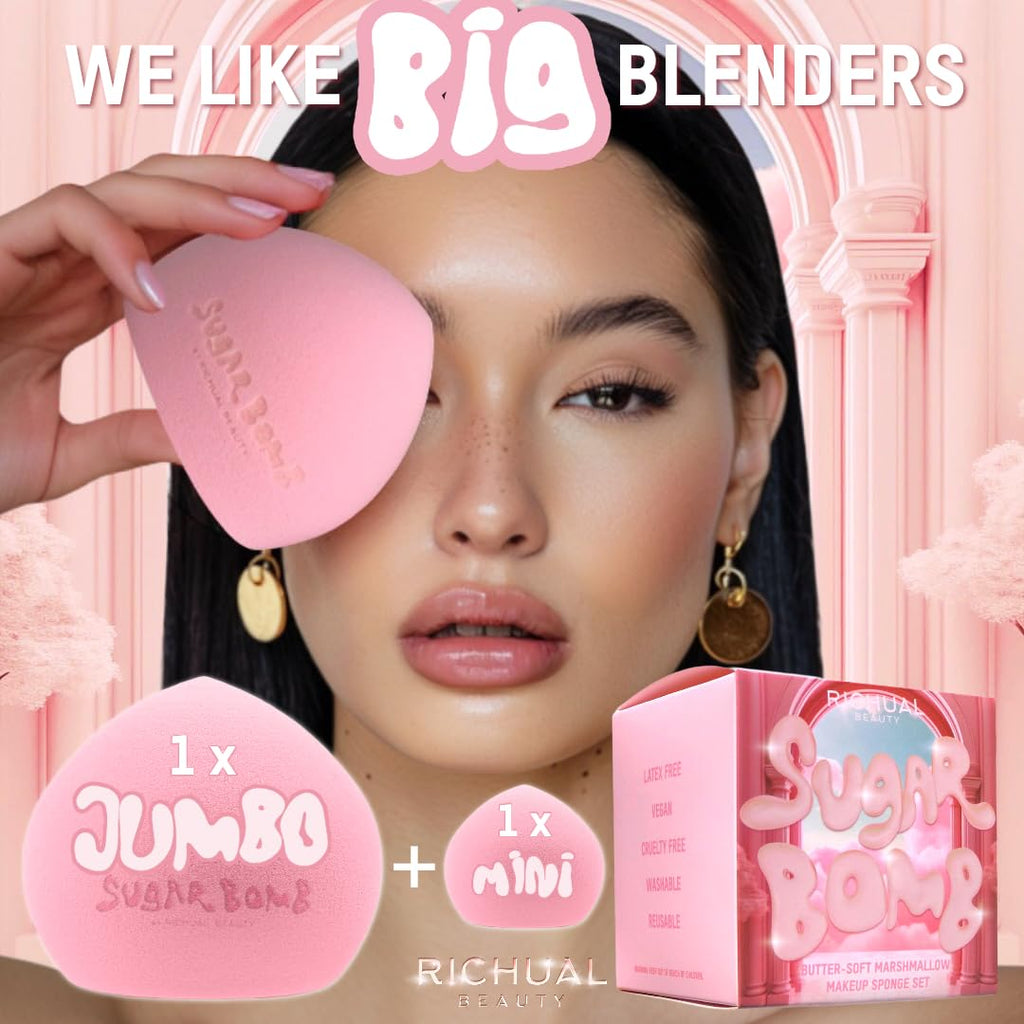 BIG SUGAR BOMB BLENDER Marshmallow Soft Makeup Sponge Set ~ For Face & Body