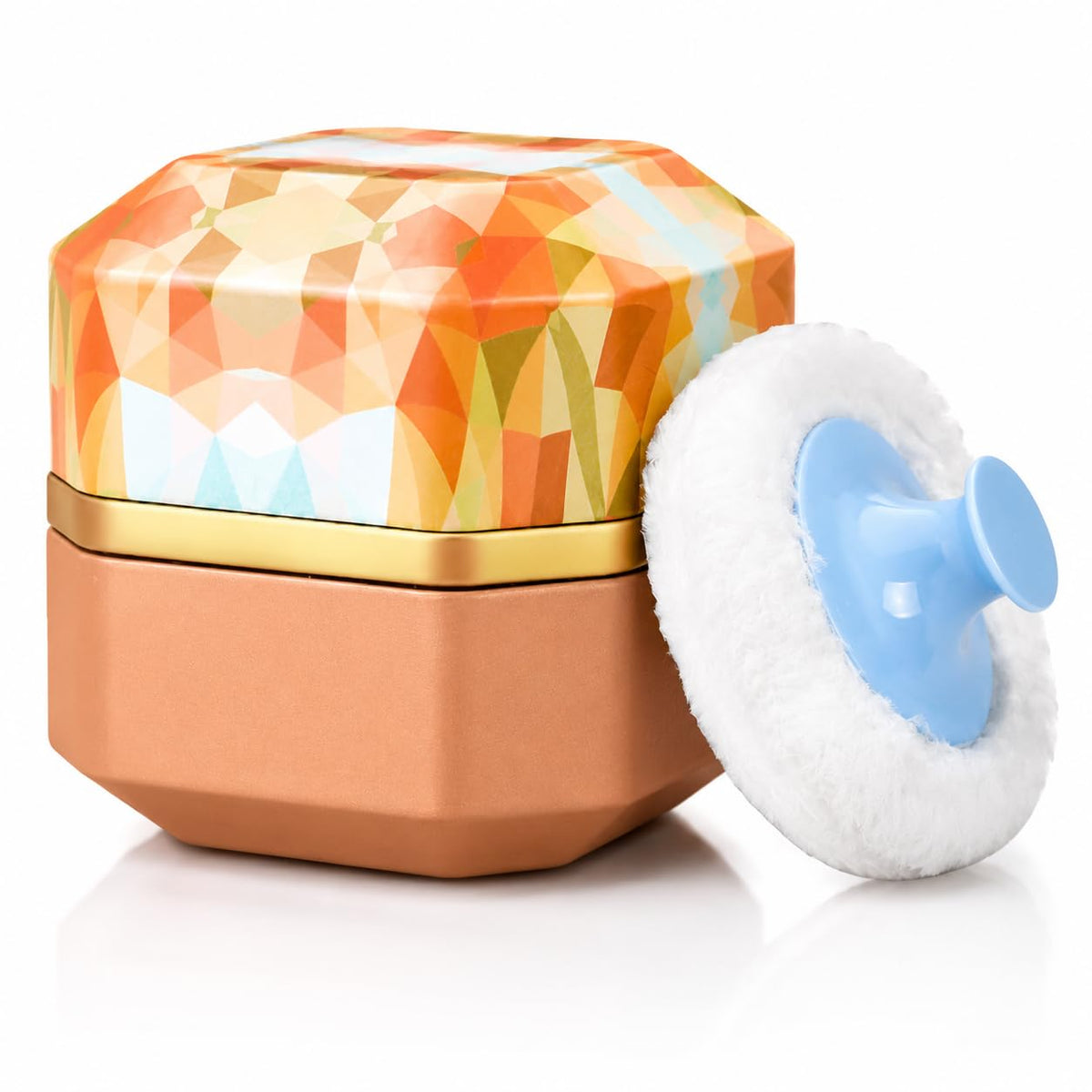 Body Powder Puff and Container, 3.35" Portable Dusting Powder Container with Soft Puff Powder Case Box Jar for Baby Women Home and Travel Use(Blue)