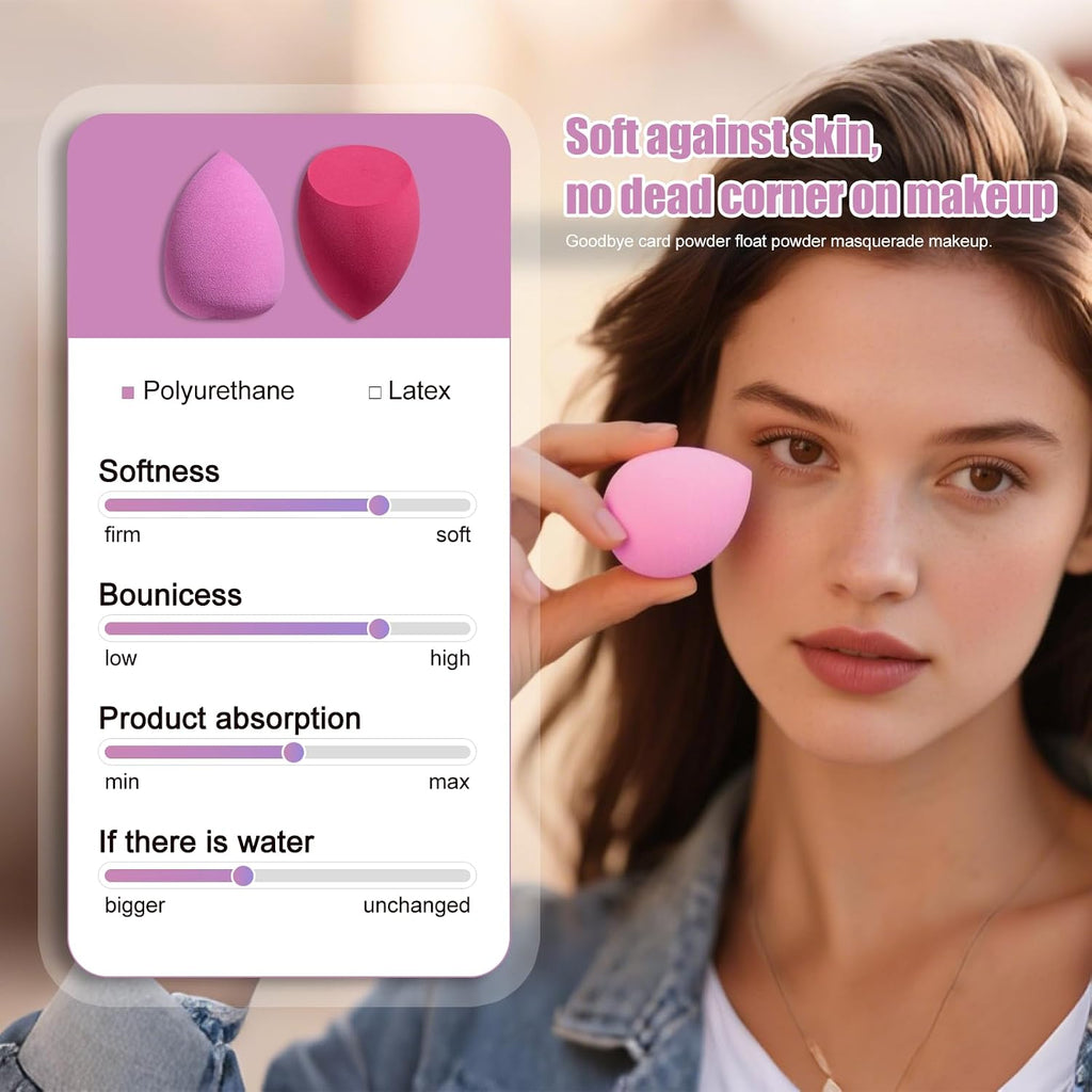 Makeup Sponges BS-MALL10 Pcs Premium For Foundation - Makeup Blending Sponge Set With Finger & Triangle Puffs For Multi-purpose Use, Travel Essential & Daily Makeup with Case