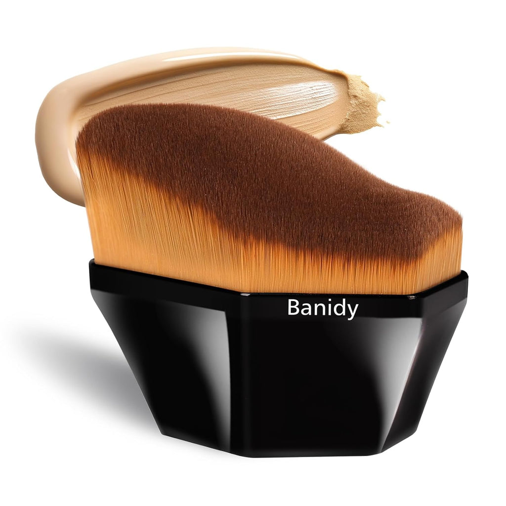 Foundation Brush, Angled Wavy Kabuki Makeup Brush with Protective Case