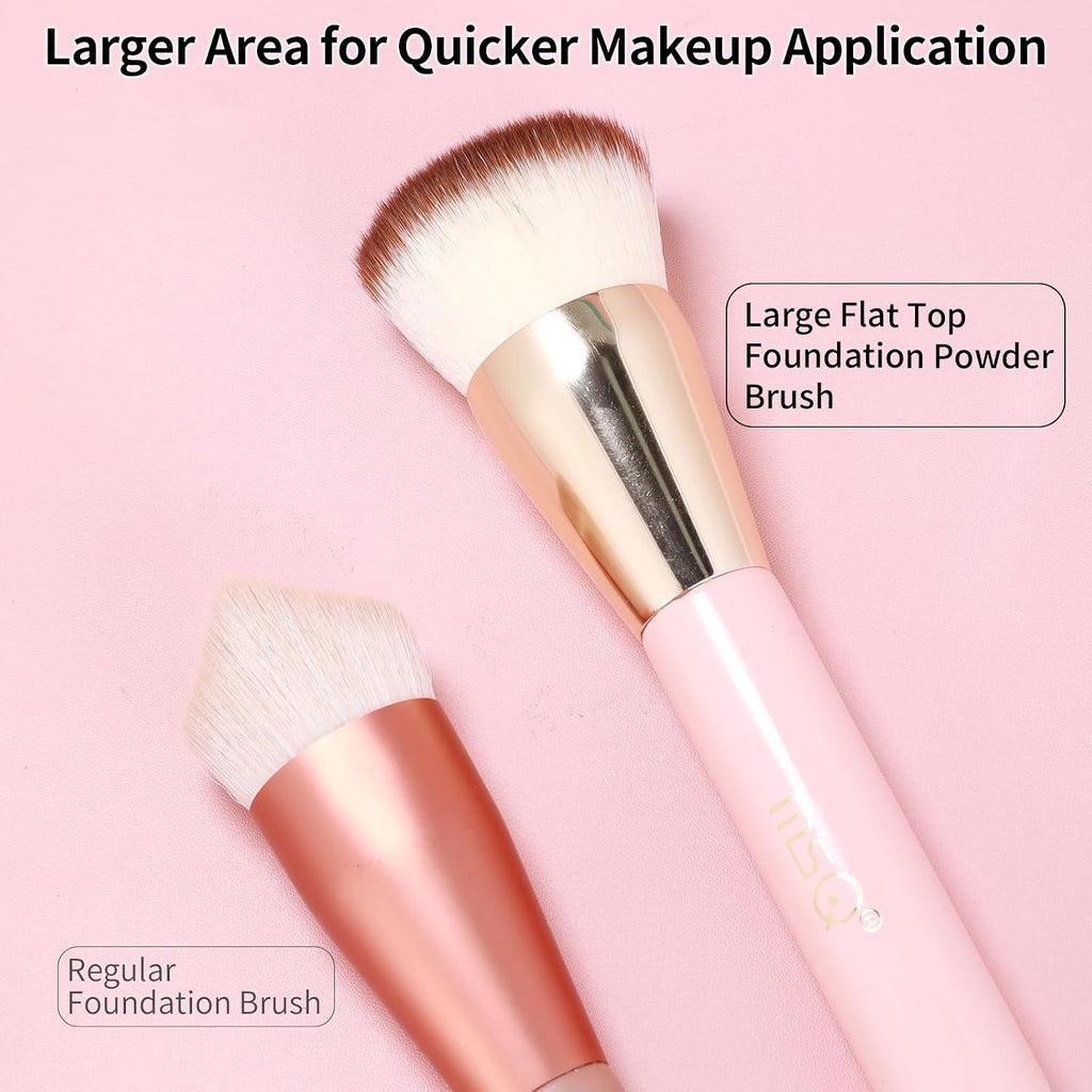 MSQ Foundation Brush for Liquid Makeup, Flat Top Kabuki Foundation Brush Premium Makeup Brushes for Liquid, Cream and Blending Powder Brush (Pink)