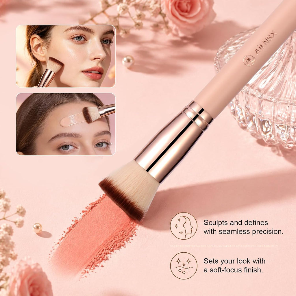 Flat Top Kabuki Foundation Brush, Soft Dense Makeup Brush for Liquid, Cream and Powder, Face Blending Brush for Foundation, Blush, Bronzer, Concealer and Contour