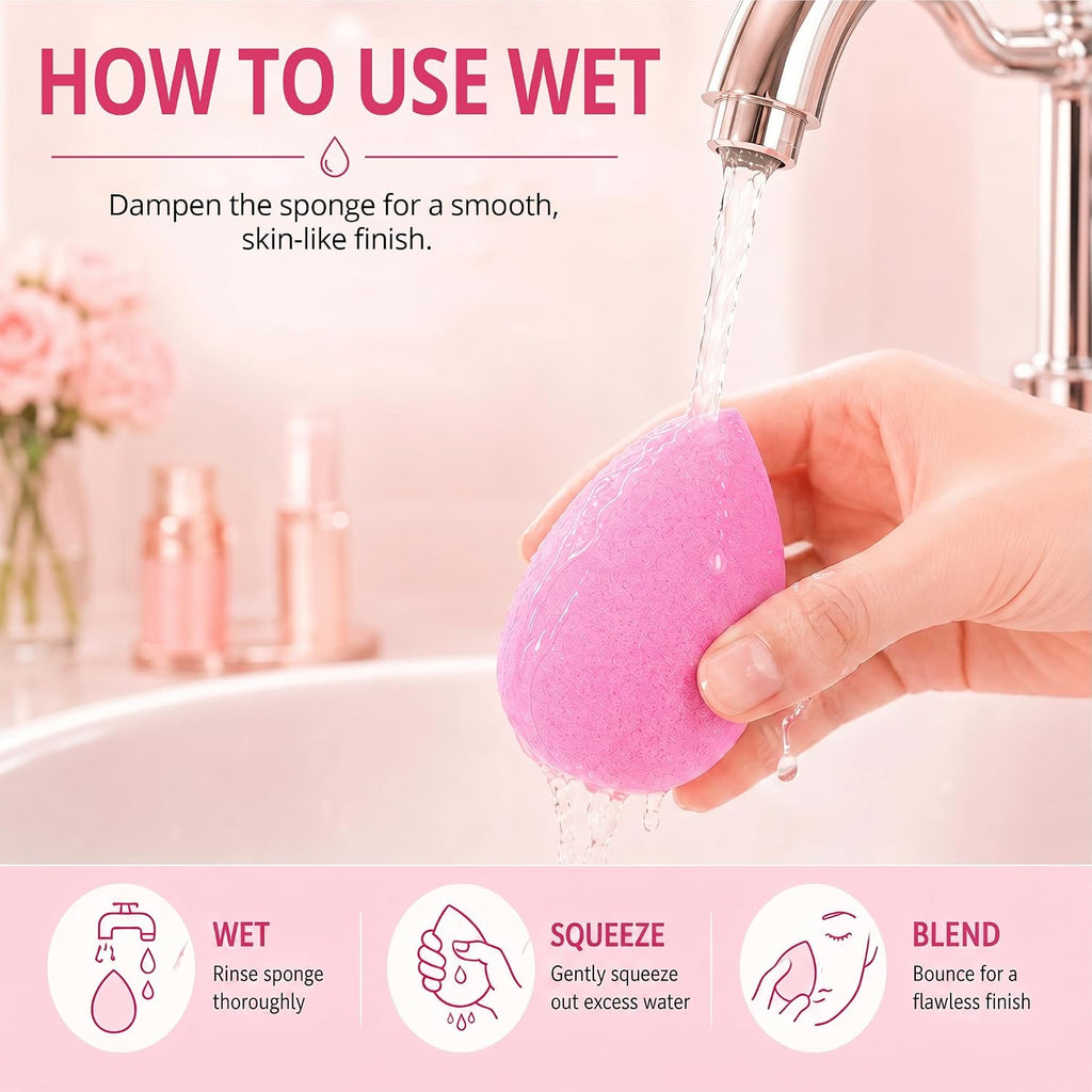 BEAKEY Makeup Sponge Set of 6, Super Soft Beauty Sponges for Foundation