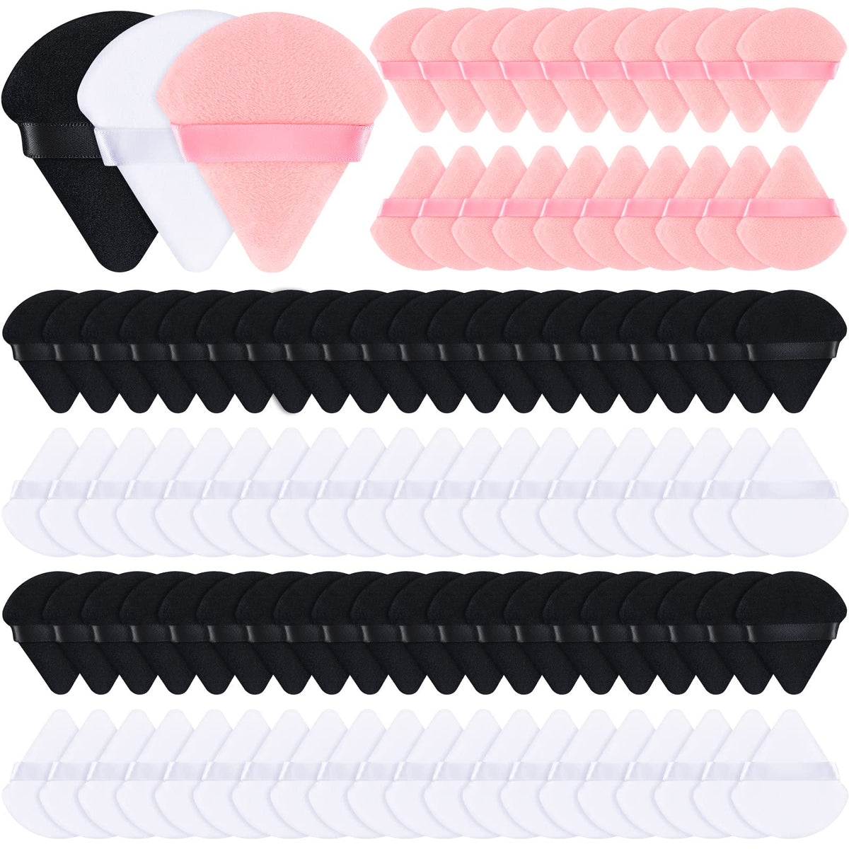 Meanplan 100 Pcs Powder Puffs Triangle Makeup Puff, Black
