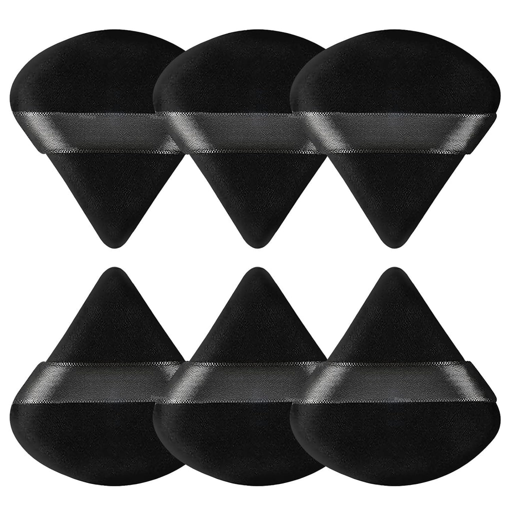 Pimoys Powder Puffs, 6 Pack Triangle Makeup Puff, Black