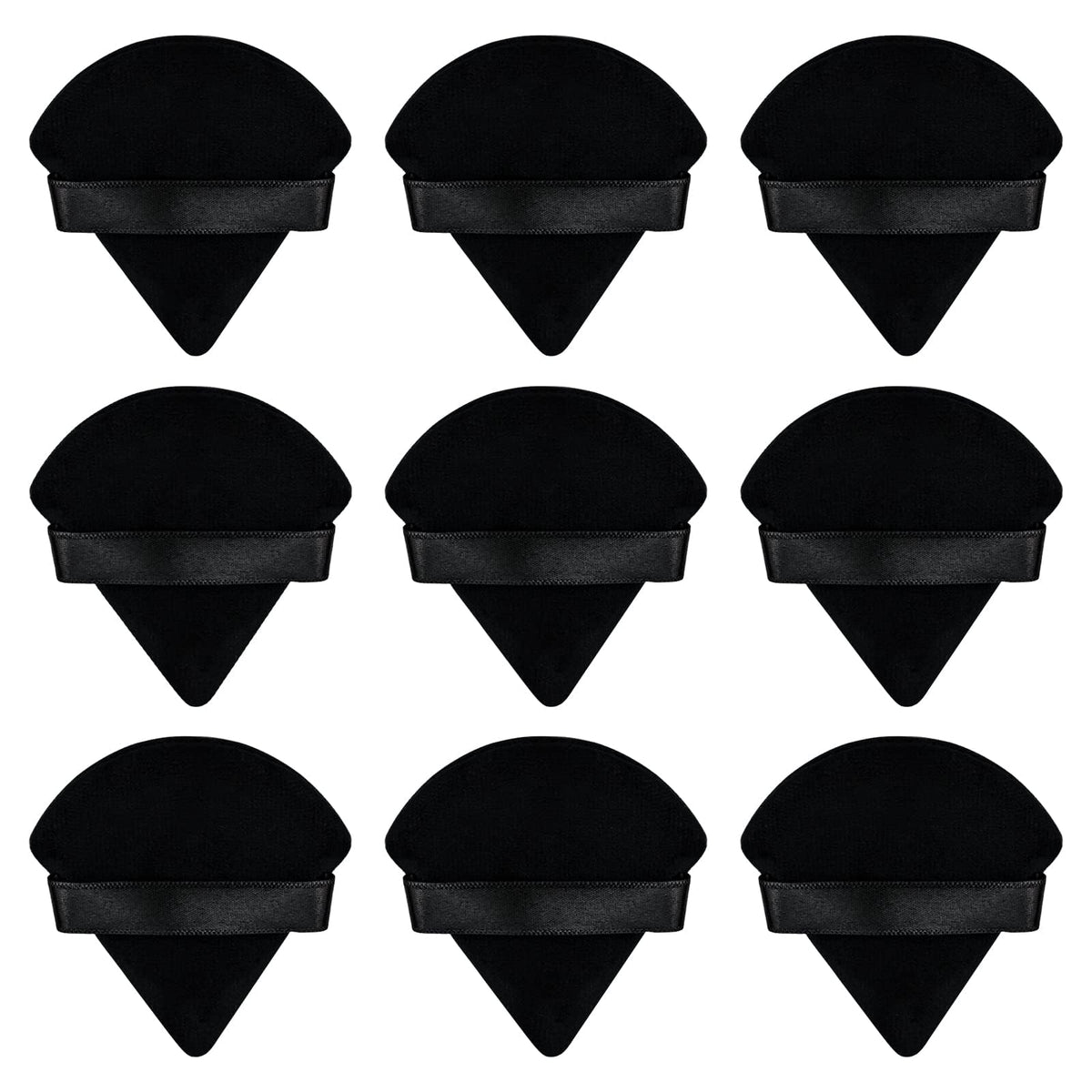 2Pcs Triangle Powder Puffs, Face Makeup Puff for Body Loose Powder Beauty Makeup Tool Black