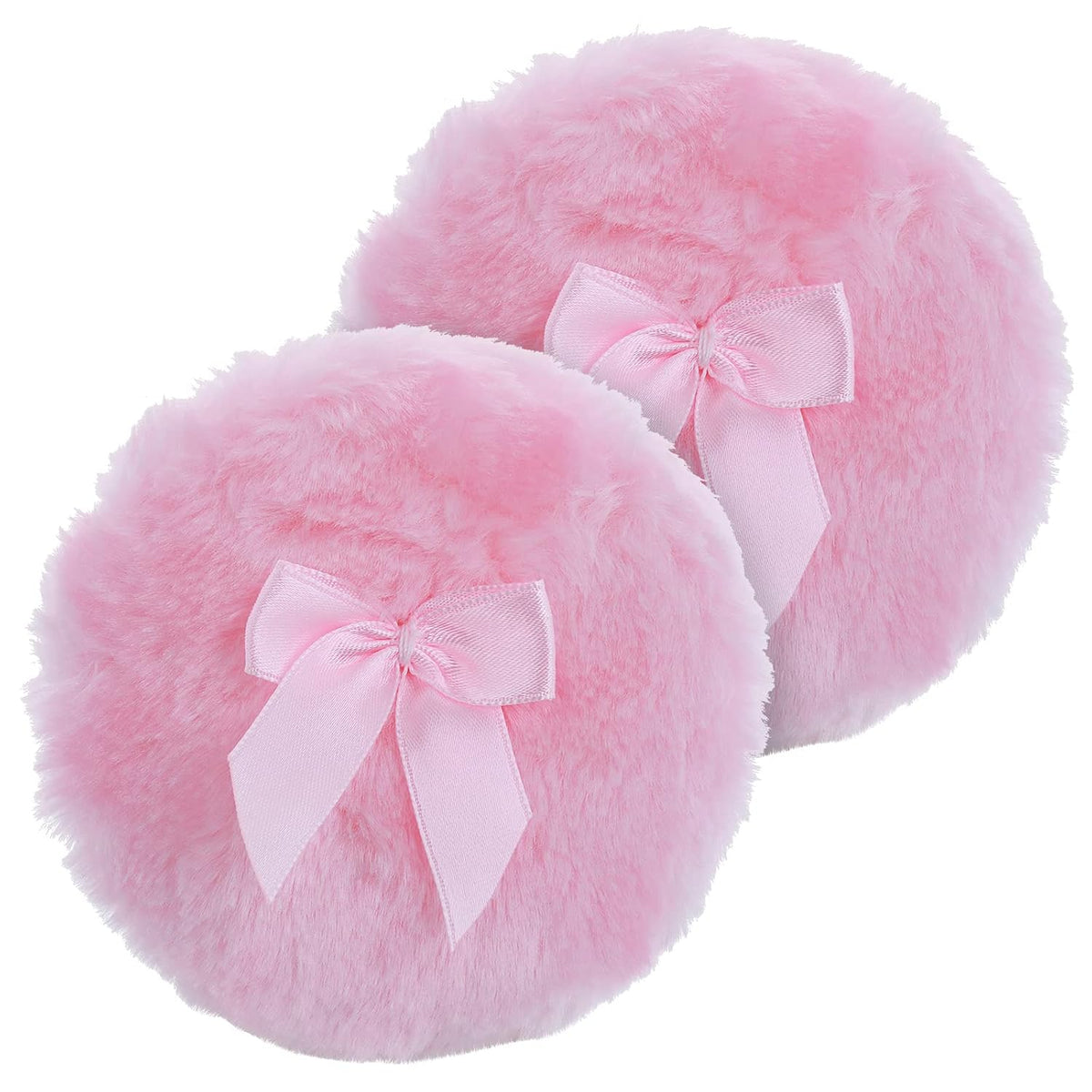 Sibba Large Fluffy Puff, 4 Inch Ultra Soft Washable Reusable Velour Face Body Puff Loose Puffs Wet Dry Makeup Tool (Pink)