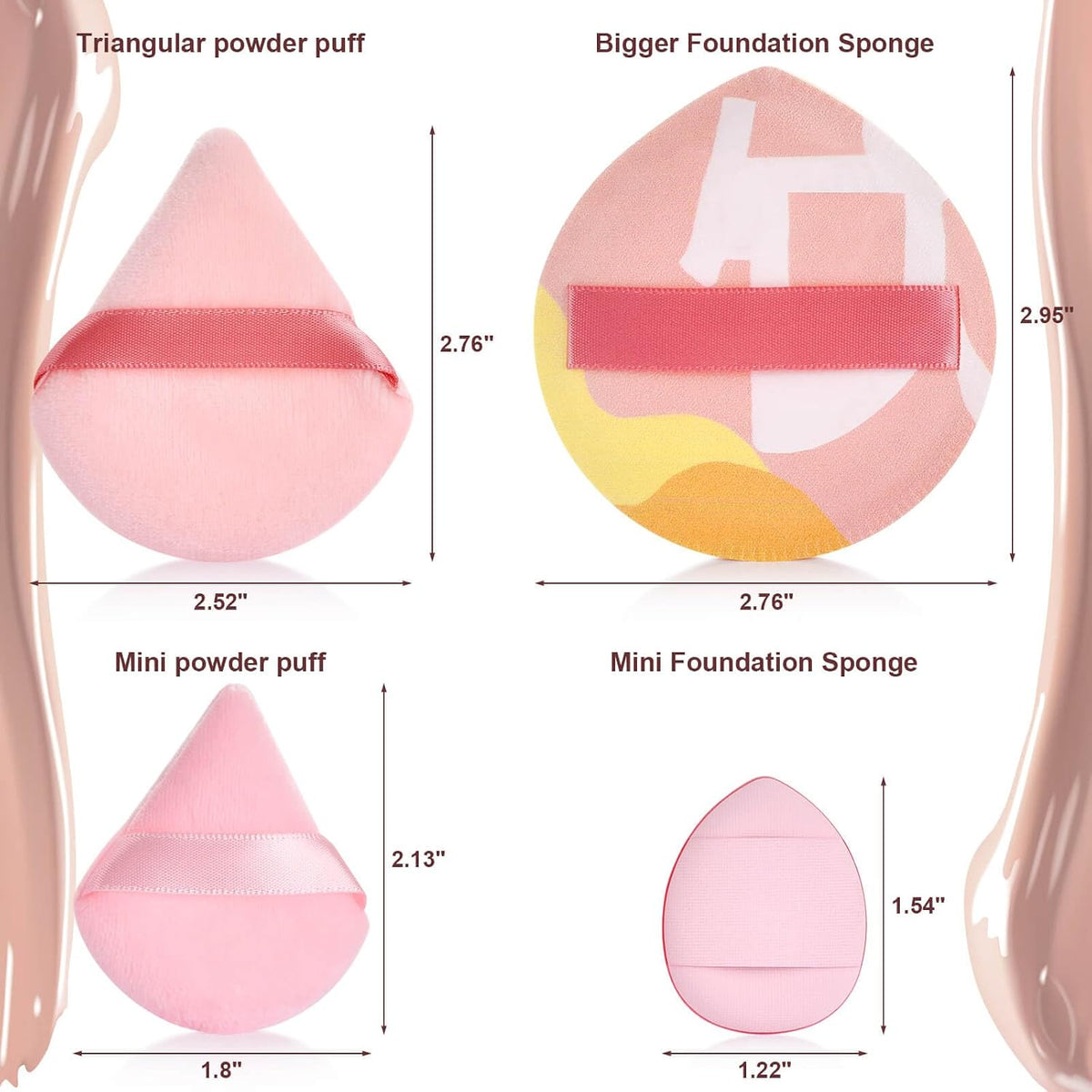 16PCS Makeup Sponge Set, with Triangle Powder Puff Beauty Blender Sponge and Mini Sponge For Foundation Concealer And Powder