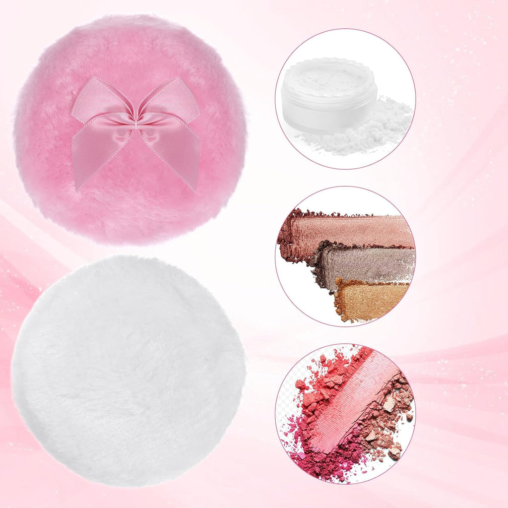 2 Pcs Large Body Powder Puff, 3.5 Inch Powder Puff for Body Powder, Soft Washable Reusable Dusting Powder Puff, Big Fluffy Powder Puff for Wet Dry Makeup Face Body