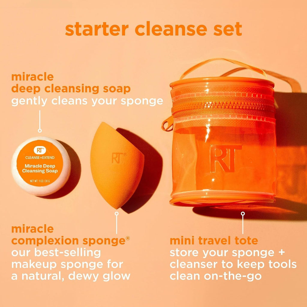 Real Techniques Miracle Blend + Cleanse Set, Makeup Sponge Cleaner