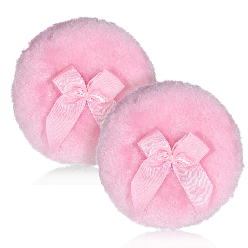 2 Pcs Large Fluffy Powder Puffs, 3.4 Inch Soft Body Powder Puff Washable Reusable Dusting Big Fluffy Puff for Wet Dry Makeup Face Body