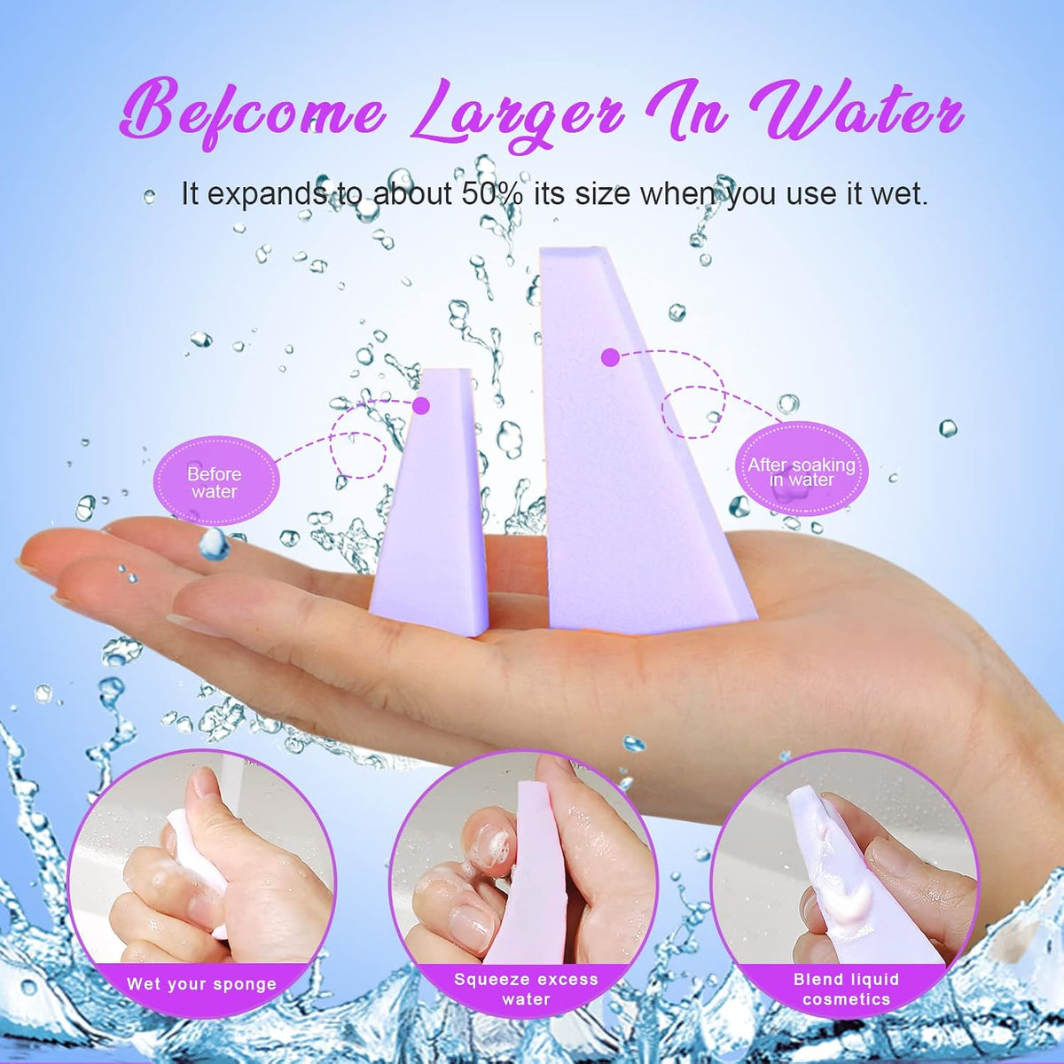 Teenitor Makeup Sponge Mini Applicator Wedges, 48 Pieces Cosmetic Wedges Sponges, Disposable Makeup Applicator For Foundation Liquid Cream Latex Free