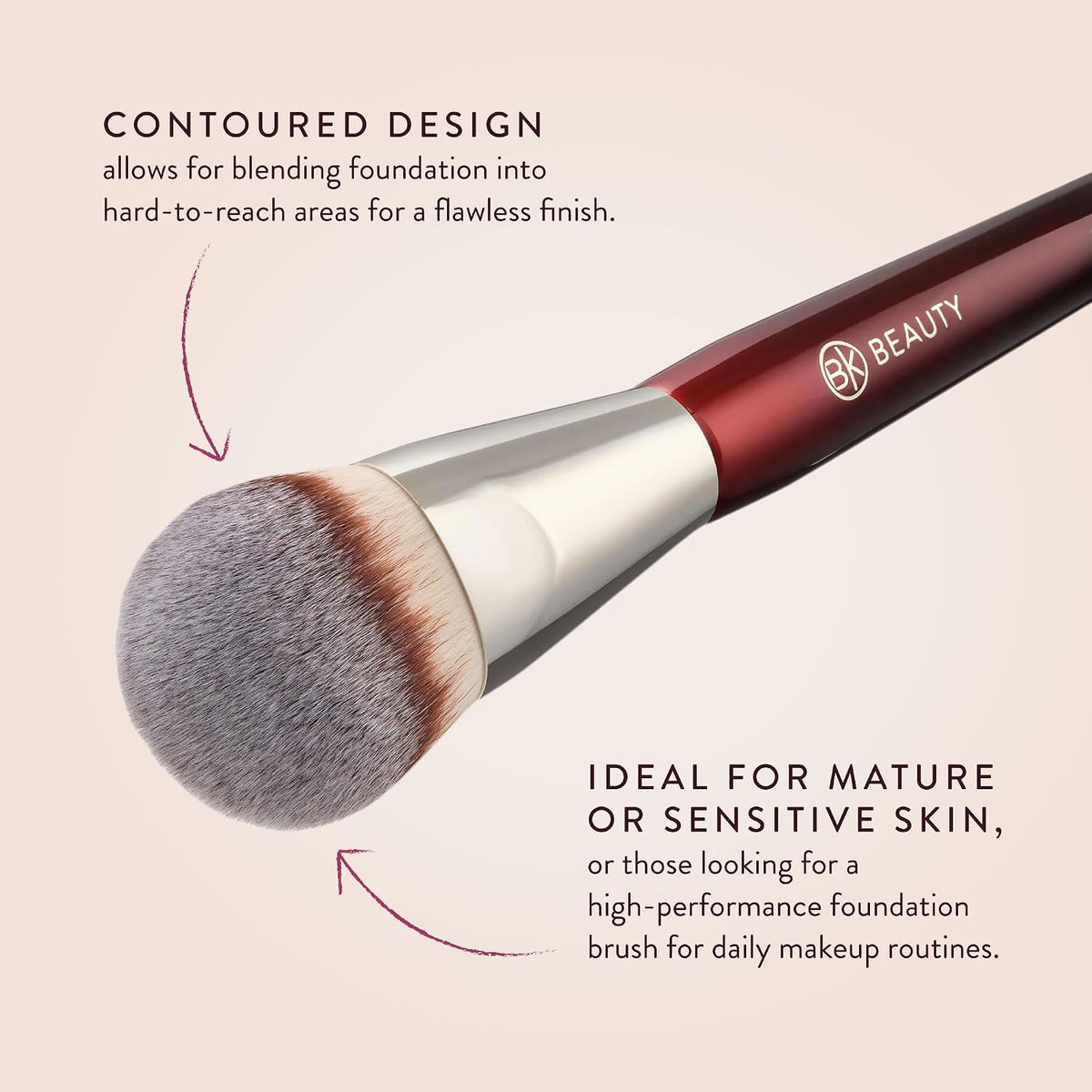BK BEAUTY 101 Contoured Foundation Brush for Liquid & Cream Makeup