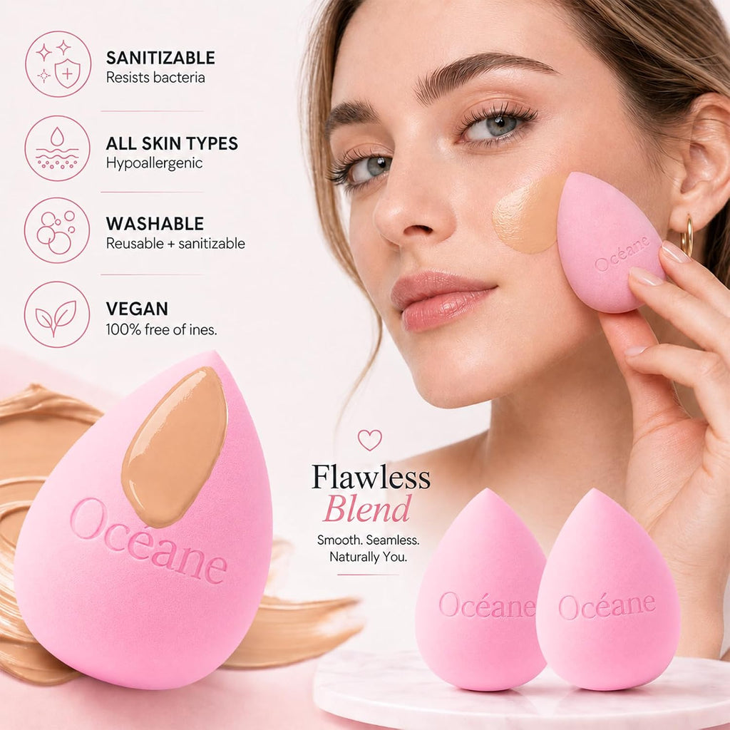 Makeup Sponge Set – Latex-Free and High-definition Set of 6 Makeup Wonder Blender for Liquid, Cream & Powder Super Soft Beauty Sponge Blenders